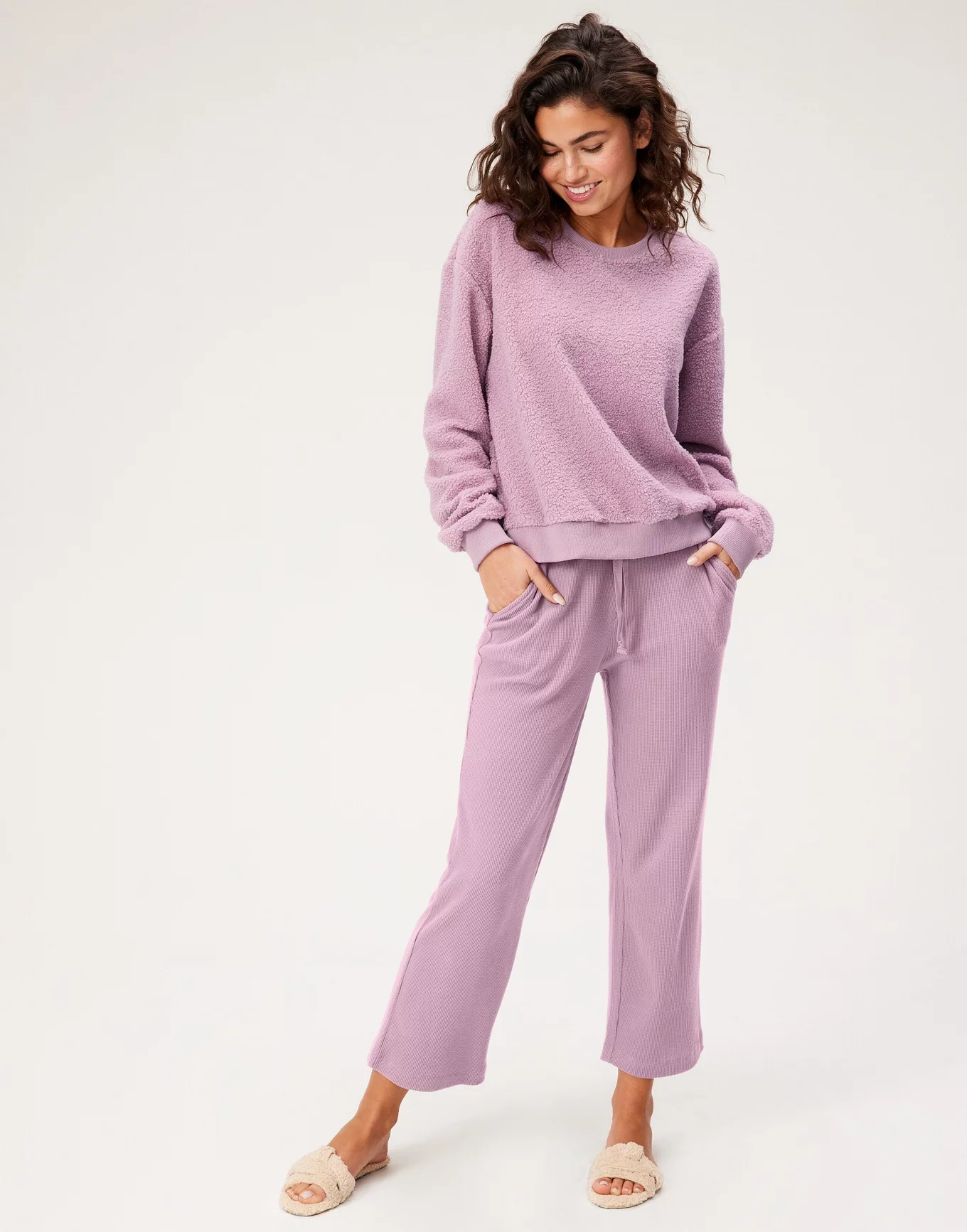 Amelis - Plum-colored heather tunic and pants set Select size S / M