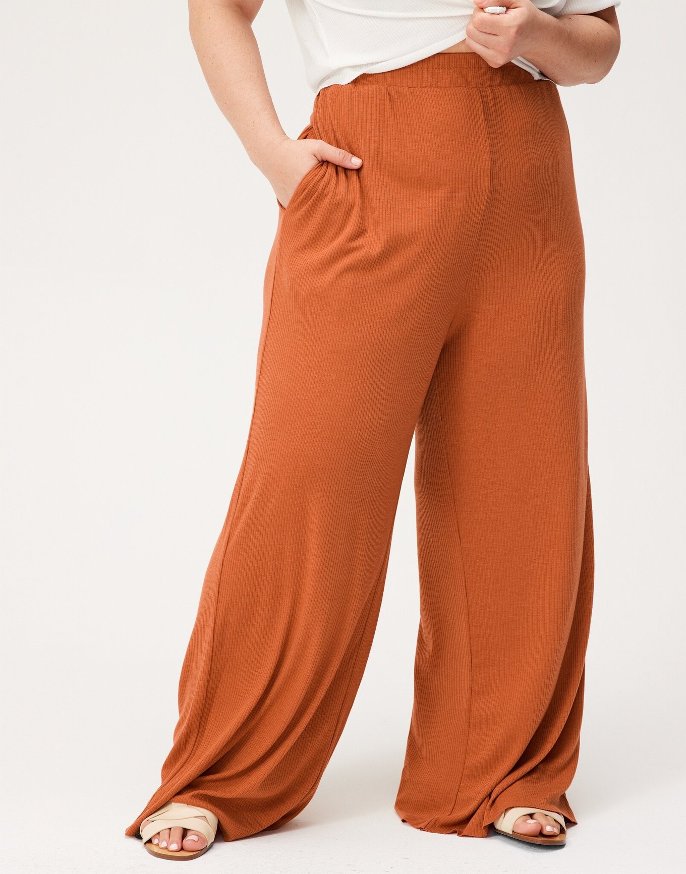 Buy Rust Orange Trousers & Pants for Women by Outryt Online | Ajio.com