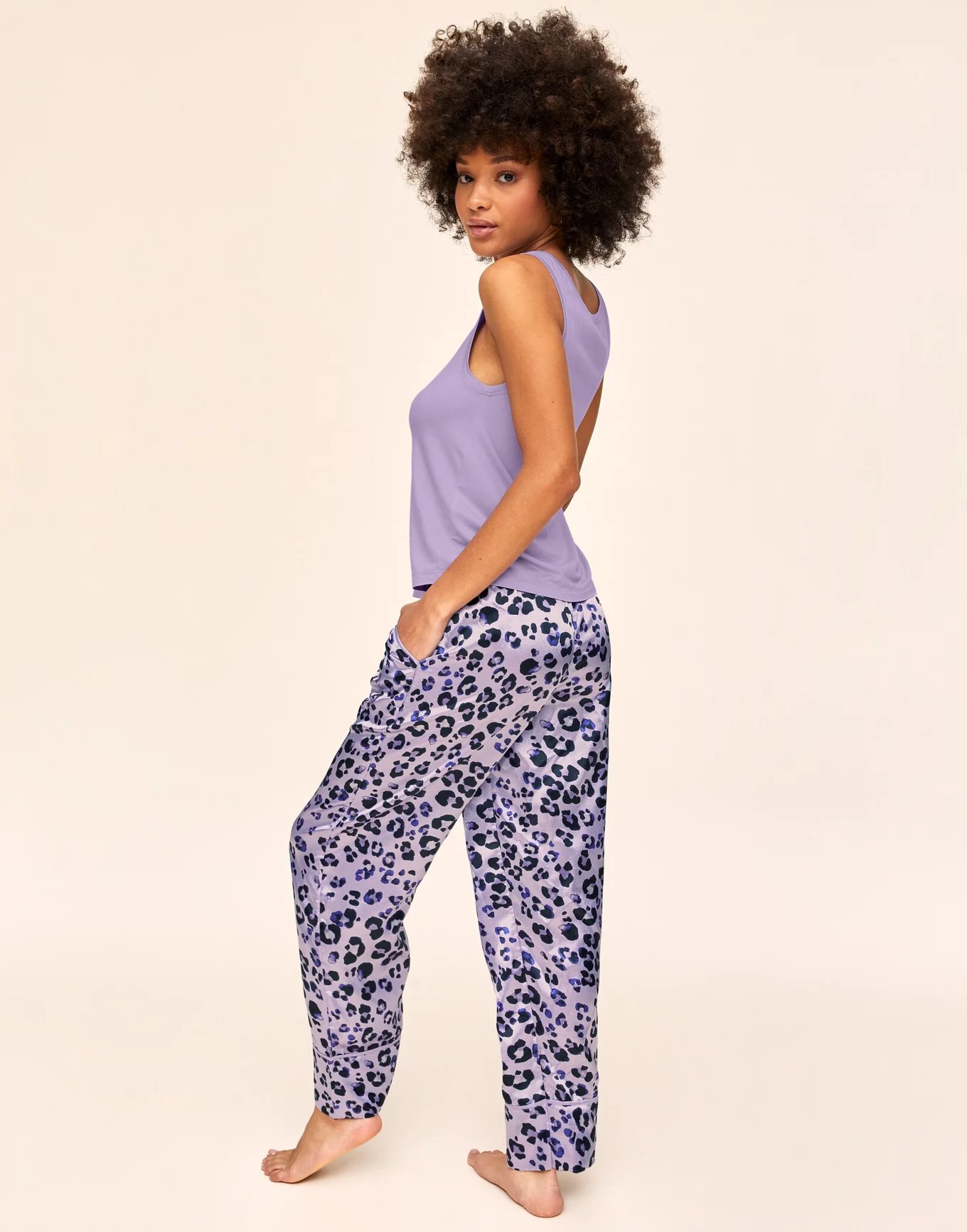 GAIAM Yoga Pants Tank Top Set PJs Pajamas Lavender Lace XL/SM
