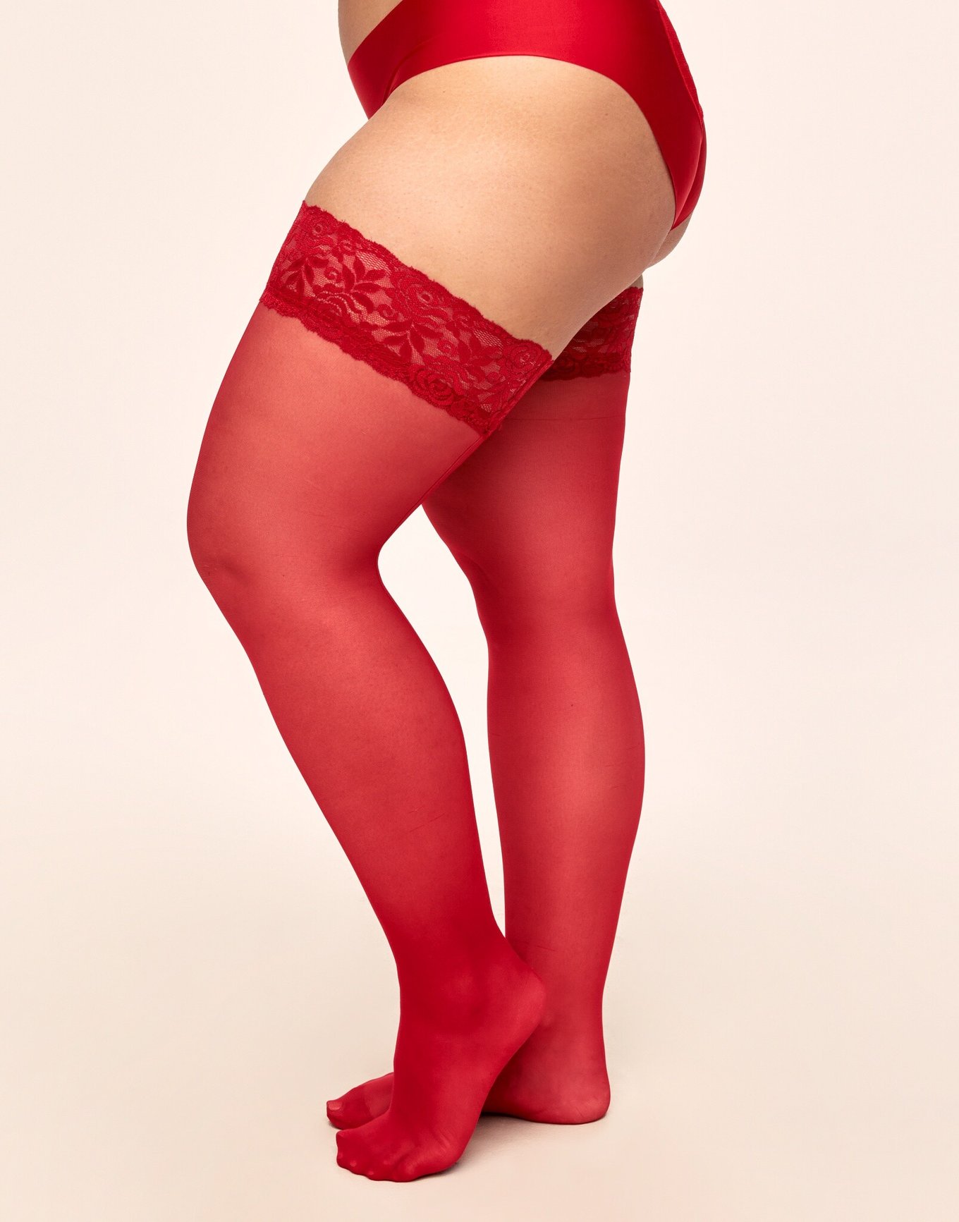 Tegan Thigh High Dark Red Plus Thigh High Stockings, 1X-4X