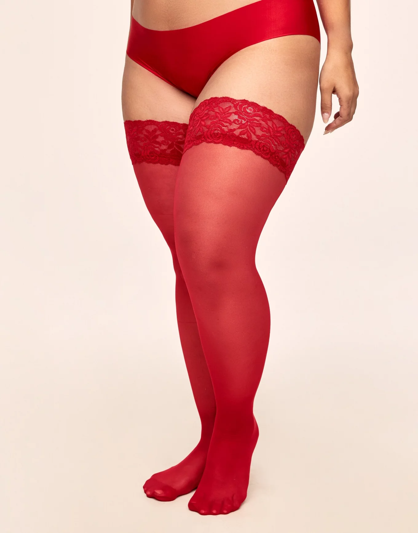 Tegan Thigh High Dark Red Plus Thigh High Stockings, 1X-4X