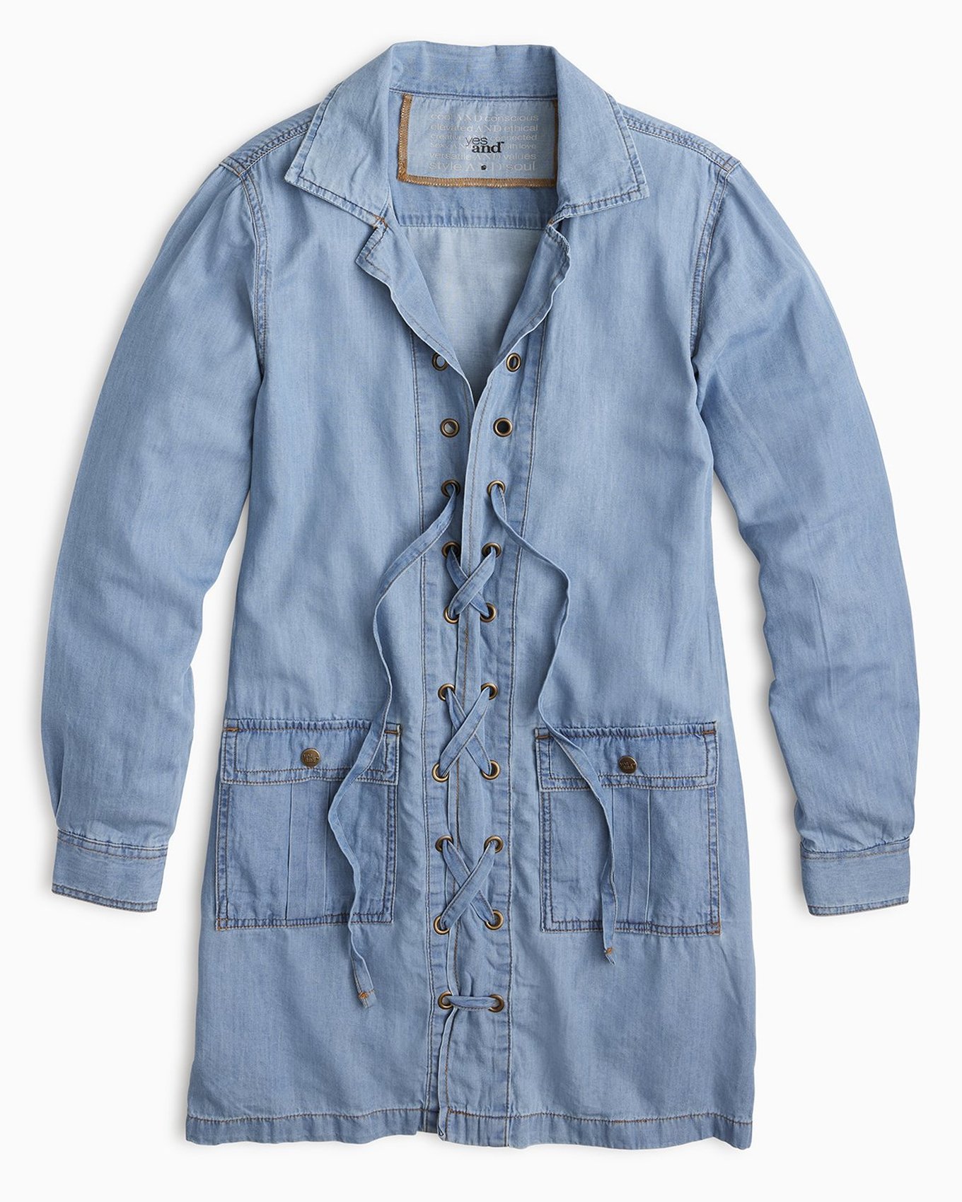 Organic Denim Lace Up Dress