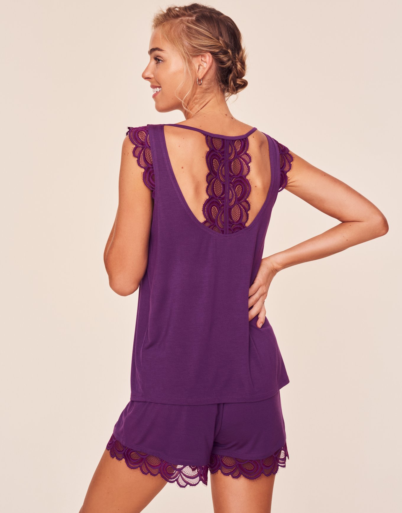 Alaina Dark Purple Tank And Short Set Xs Adore Me 0312