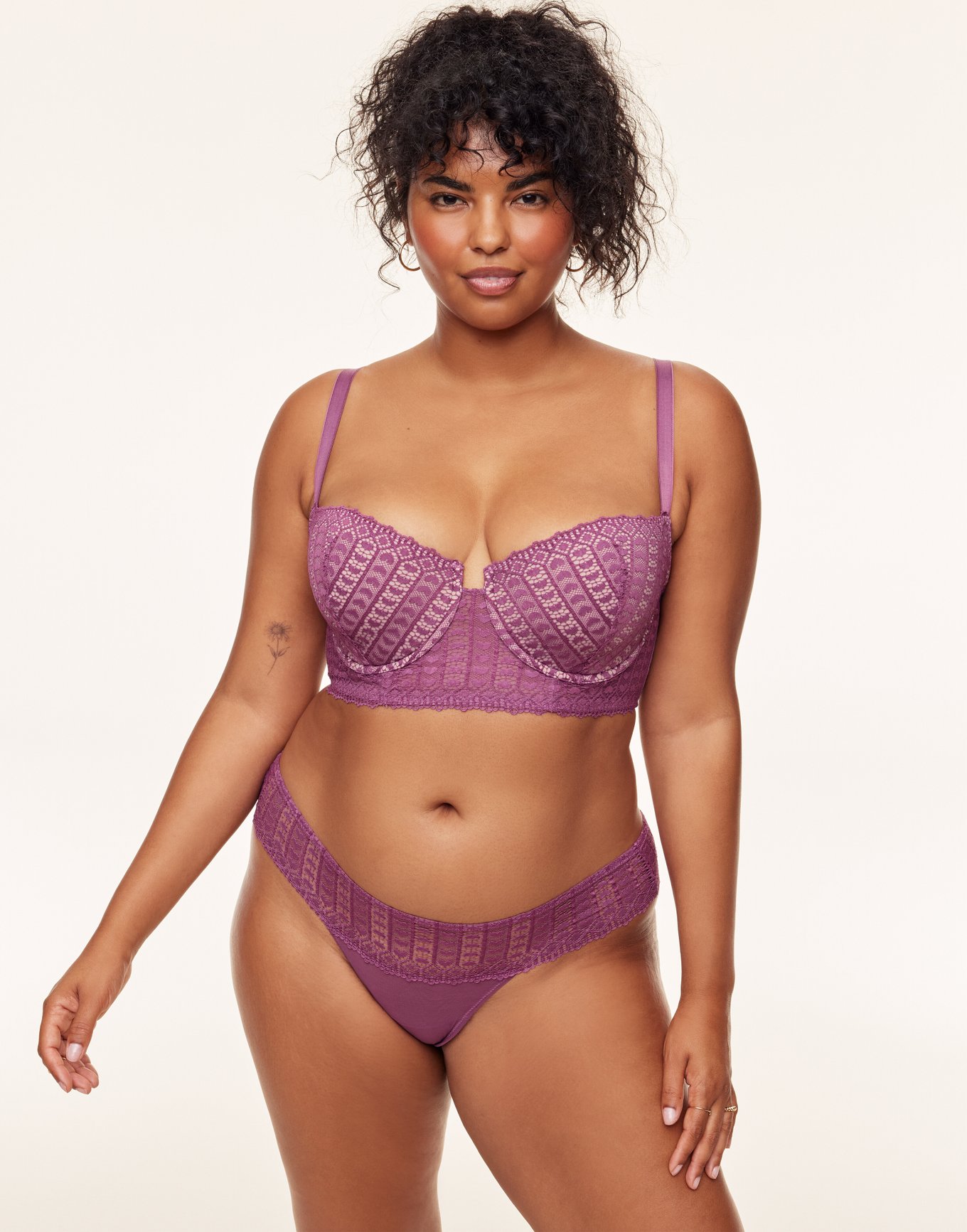 Plus size lace balconette bra purple - WOMEN's Bras