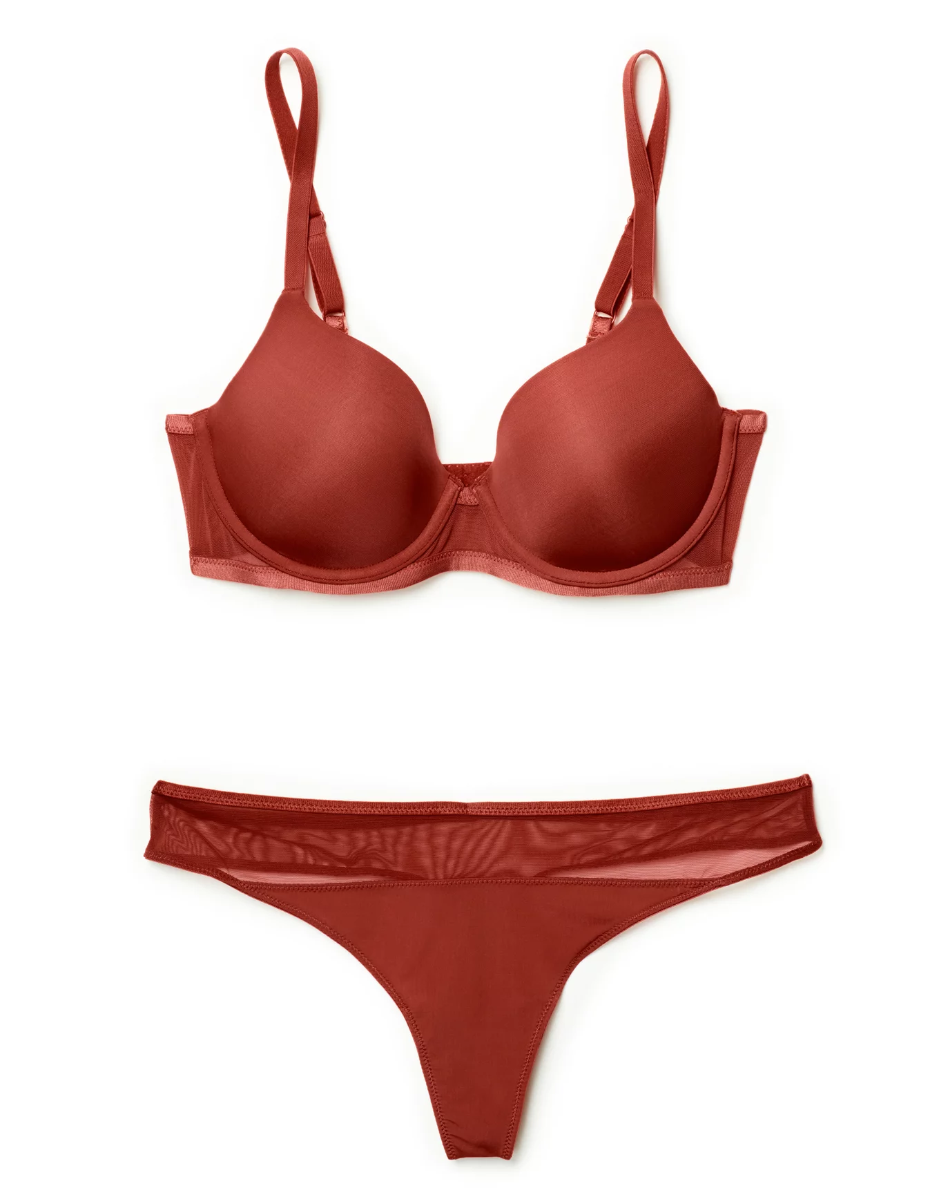 Premium PSD  A red bra with the top down and the bottom down.