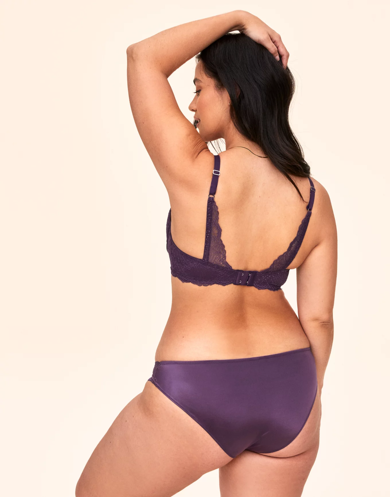 Adore Me purple boned strappy chocker bejeweled lace and mesh bra