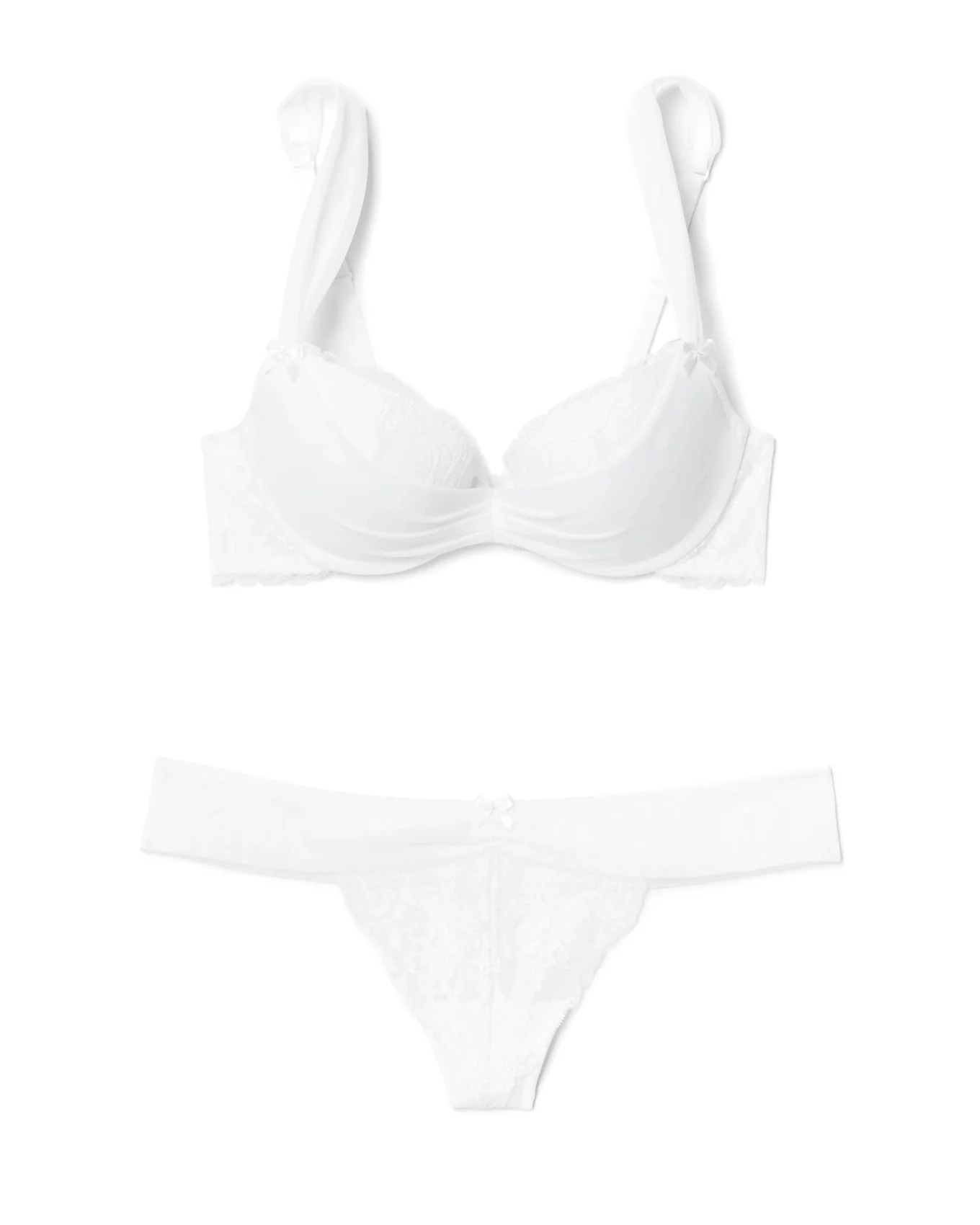 Contour Mesh Bra & Thong/Briefs Set - White – Lounge Underwear