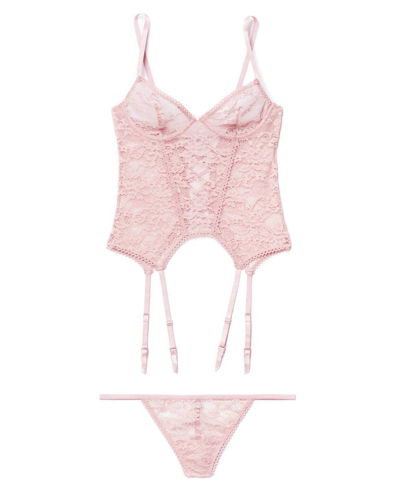 Ardene Lace & Mesh Bustier with Rosebud Detail in Light Pink