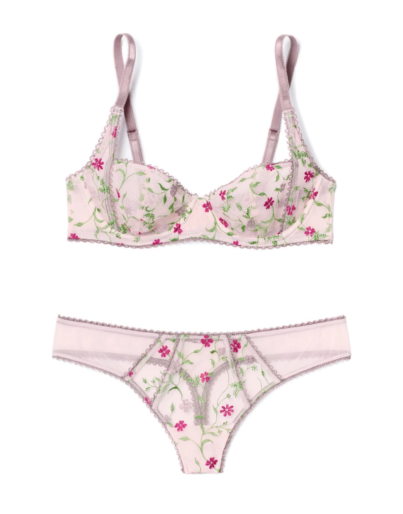 Victoria's Secret unlined 34C BRA SET XS panty+s TEDDY Hot Pink lace mesh