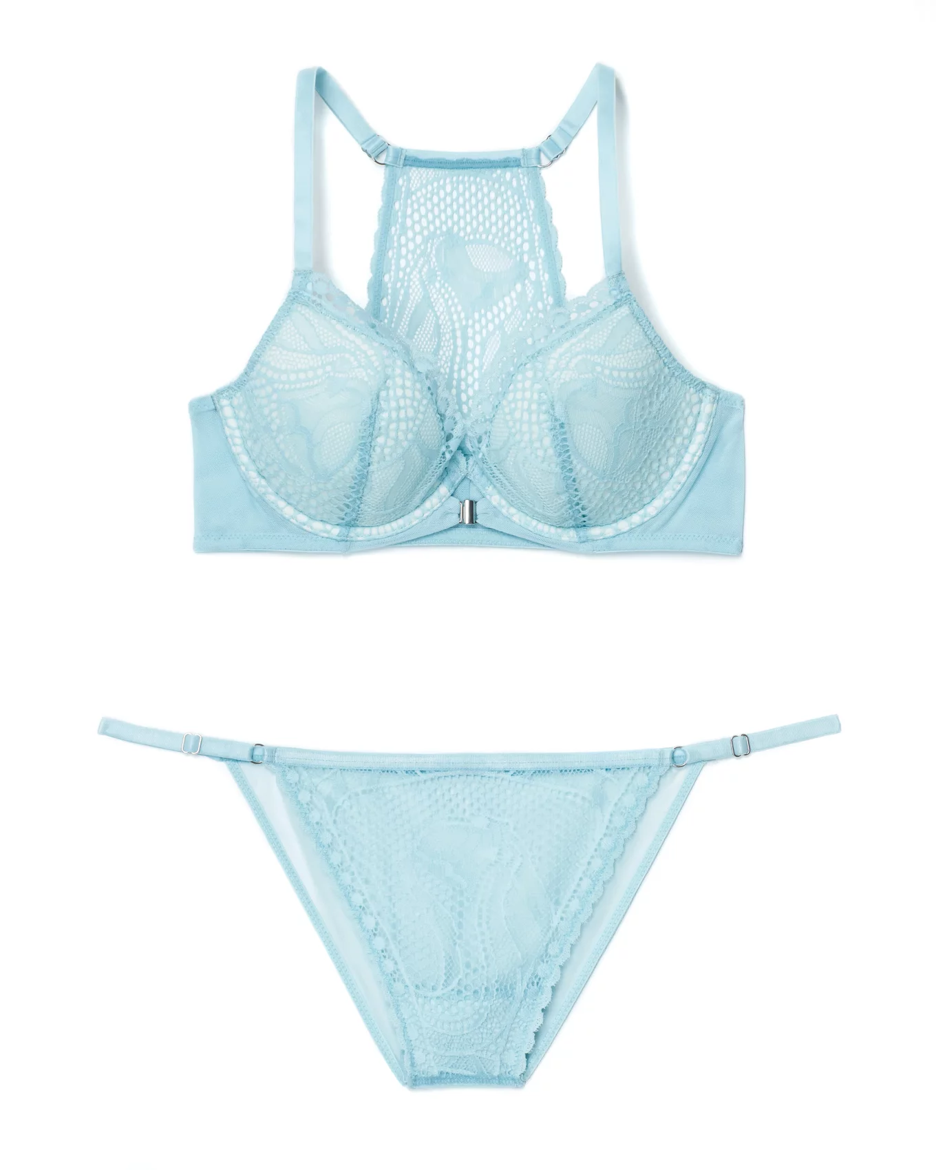 PLUMBURY® Women’s Padded Seamless Smooth Ice Silk Bra Panty Set,Blue