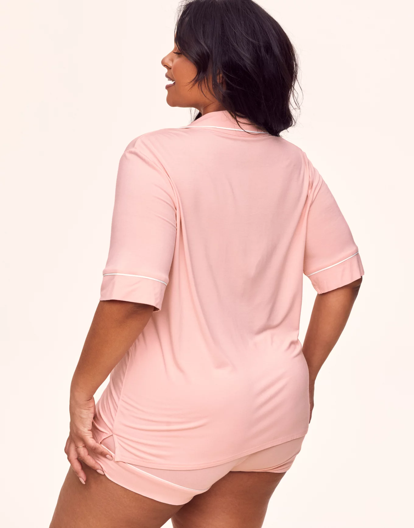 Jayne Light Pink Plus Knit Short PJ Set 1X Adore Me