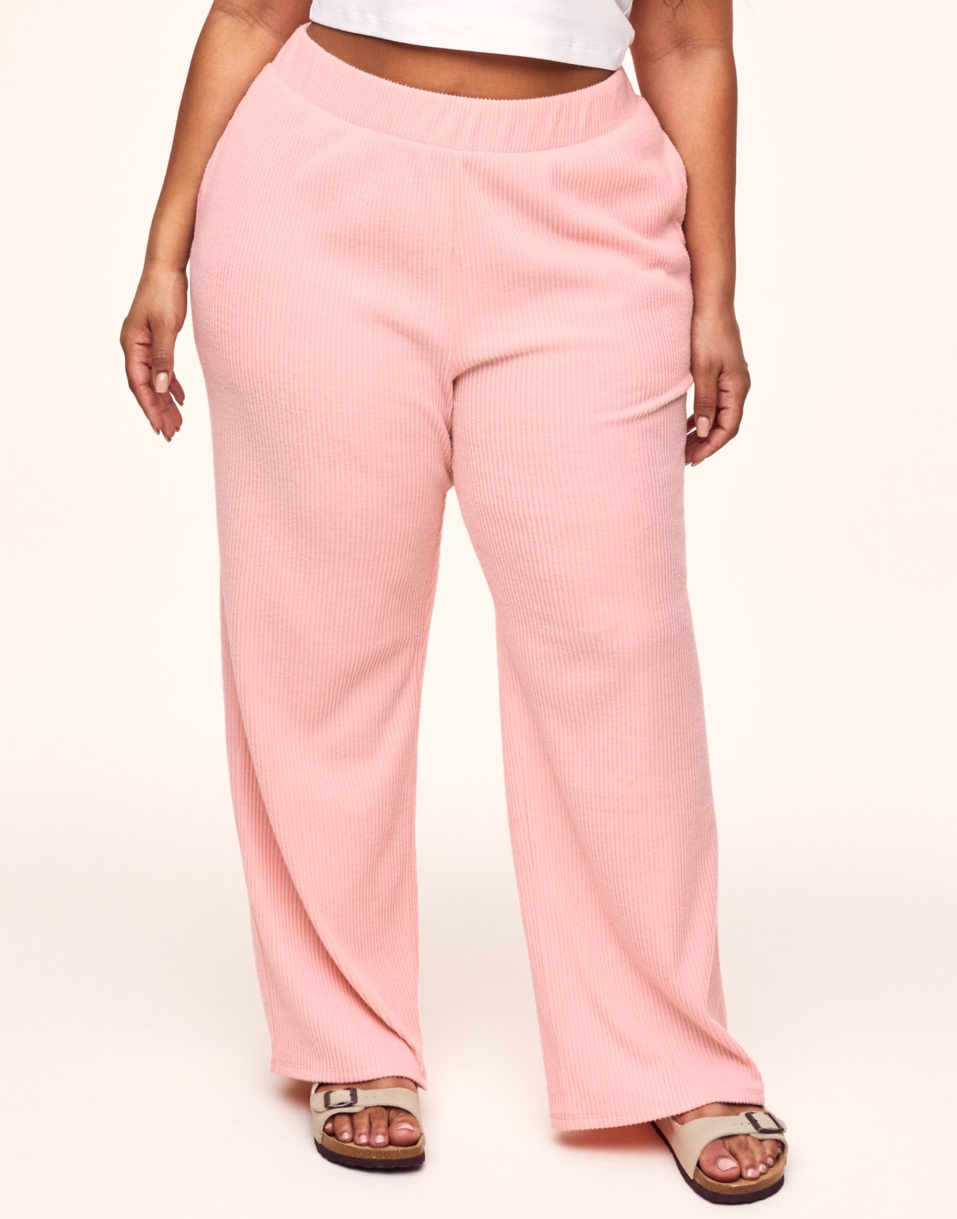 Riley Rib Lounge Pant Light Pink Plus Lounge Pant, 1X-2X
