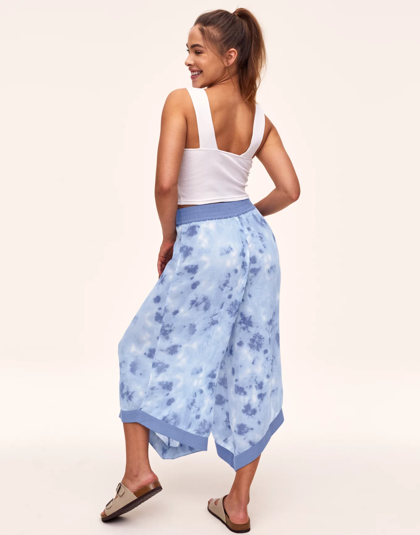 High-quality lounge pant with woven waistband, Blue / White