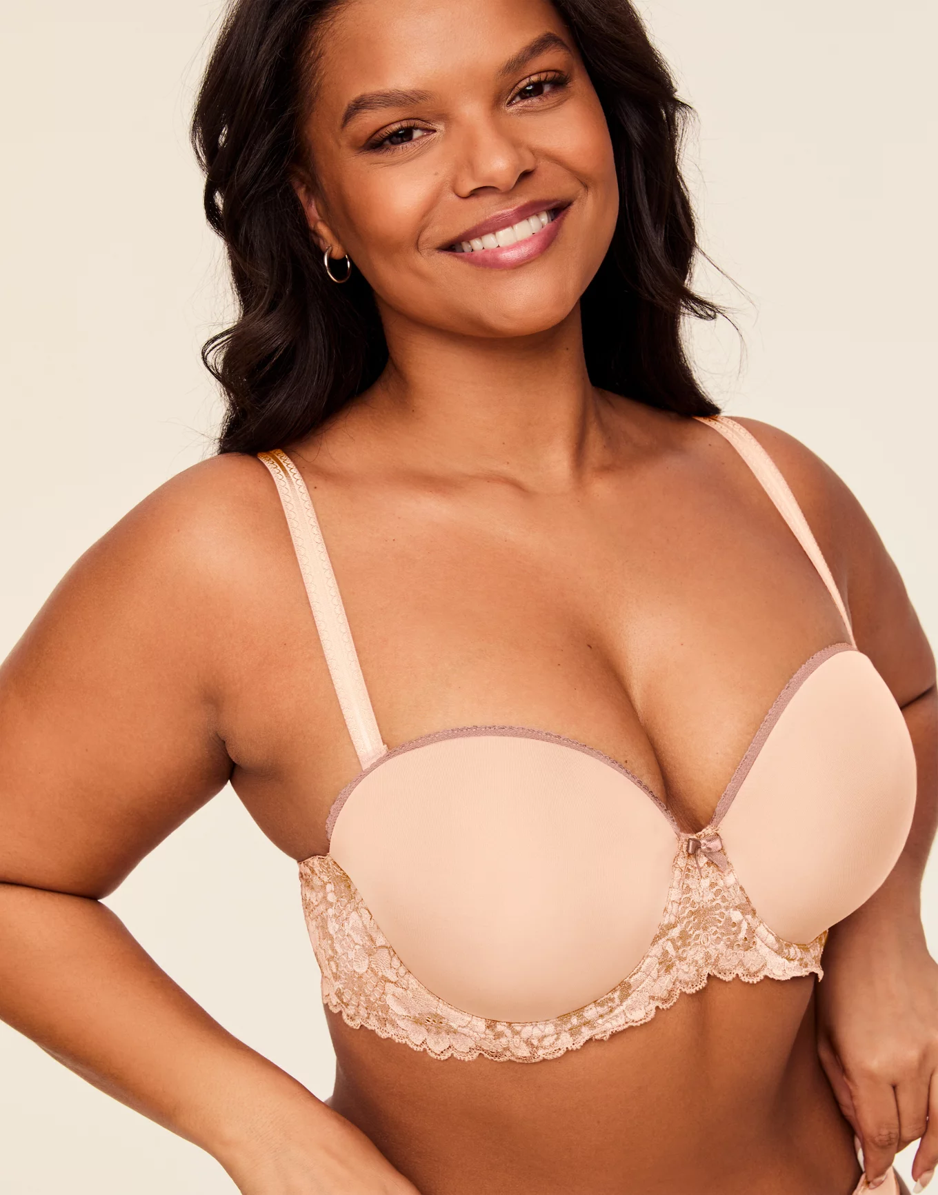 Exclare Women's Seamless Bandeau Unlined Underwire Minimizer Strapless Bra  for Large Bust(Beige,38DDD)