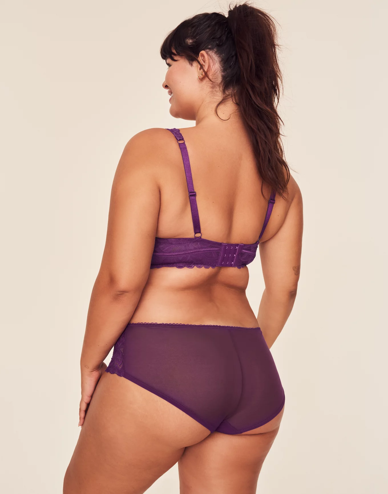 Plus Size Lace Bralette Purple Bra & Panties