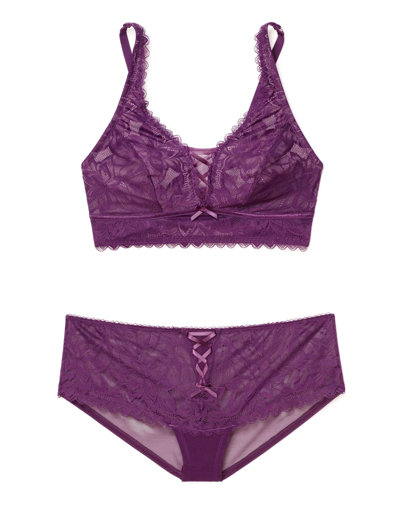 Alessa Dark Purple Plus Unlined Bralette, XL-3X