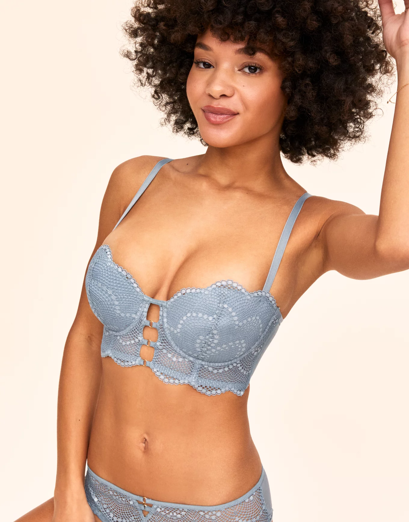Shop Set of 2 - Lace Detail Push Up Balconette Bra with Hook and