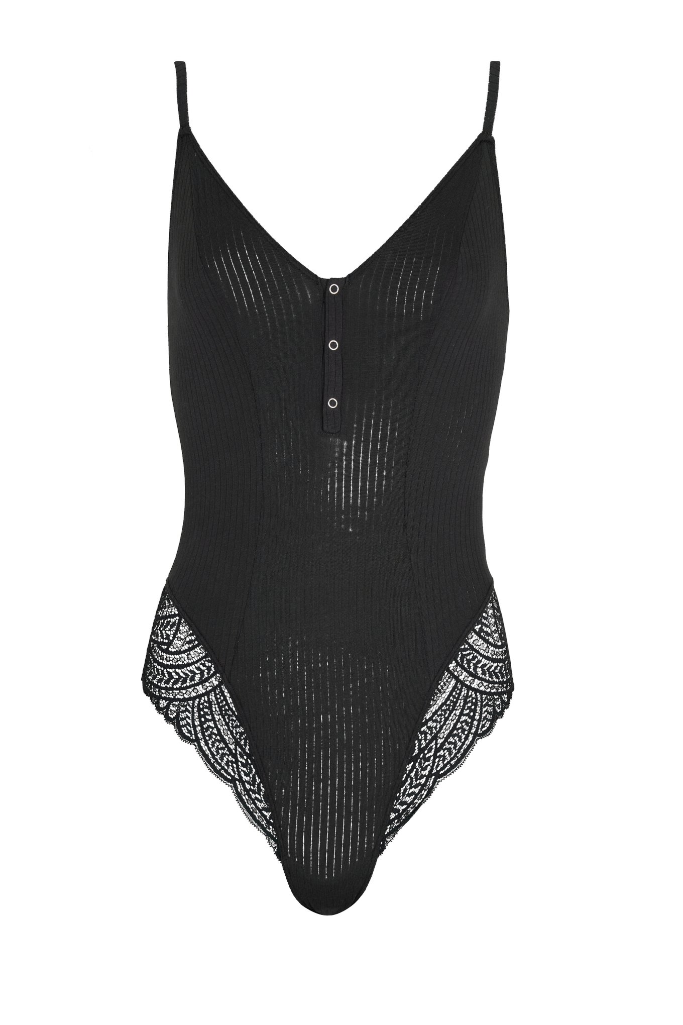 Fact Or Fiction Ribbed Bodysuit In Black