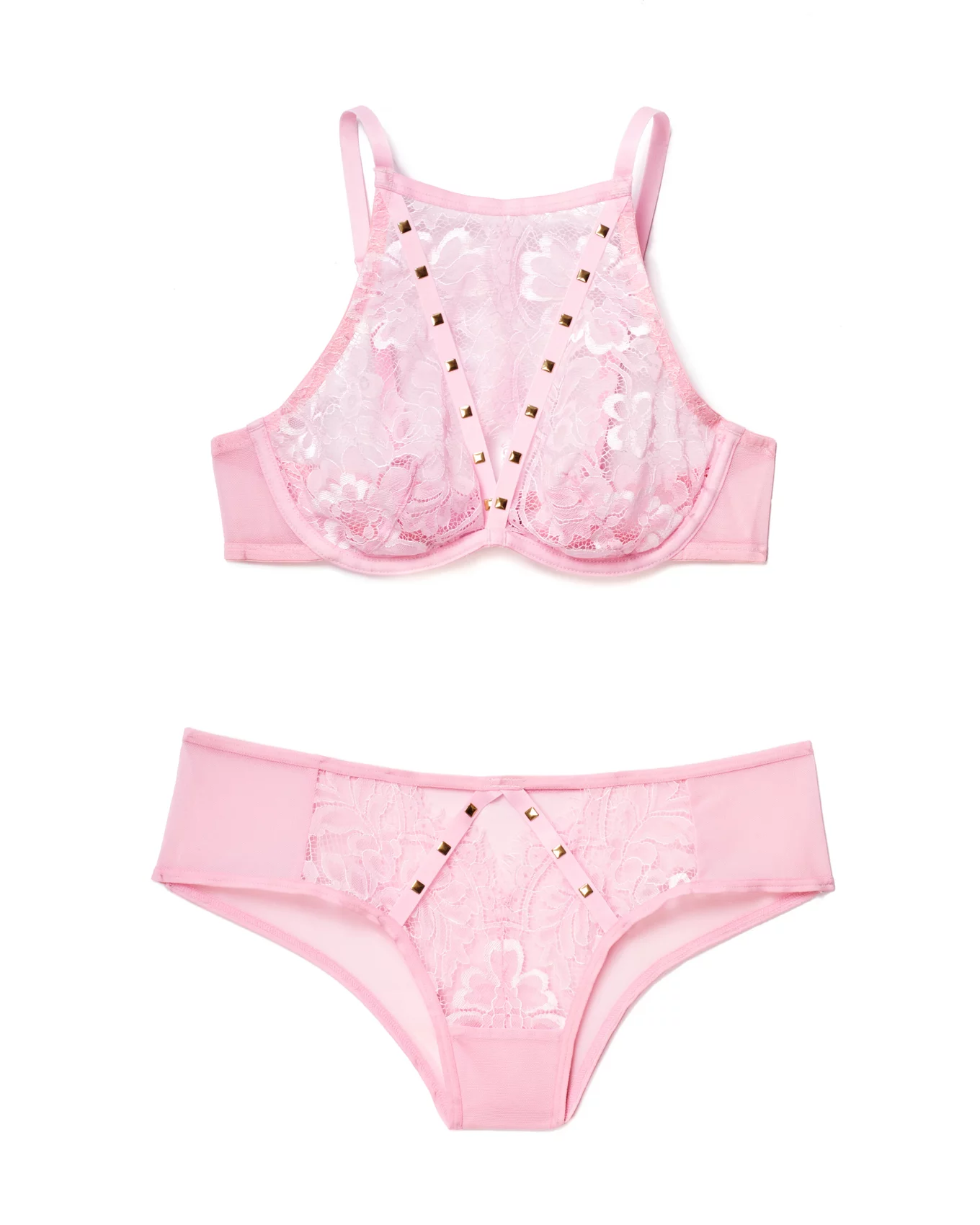 Victoria Secret Bra 38DDD Unlined Demi Pink Stars Sheer Lace