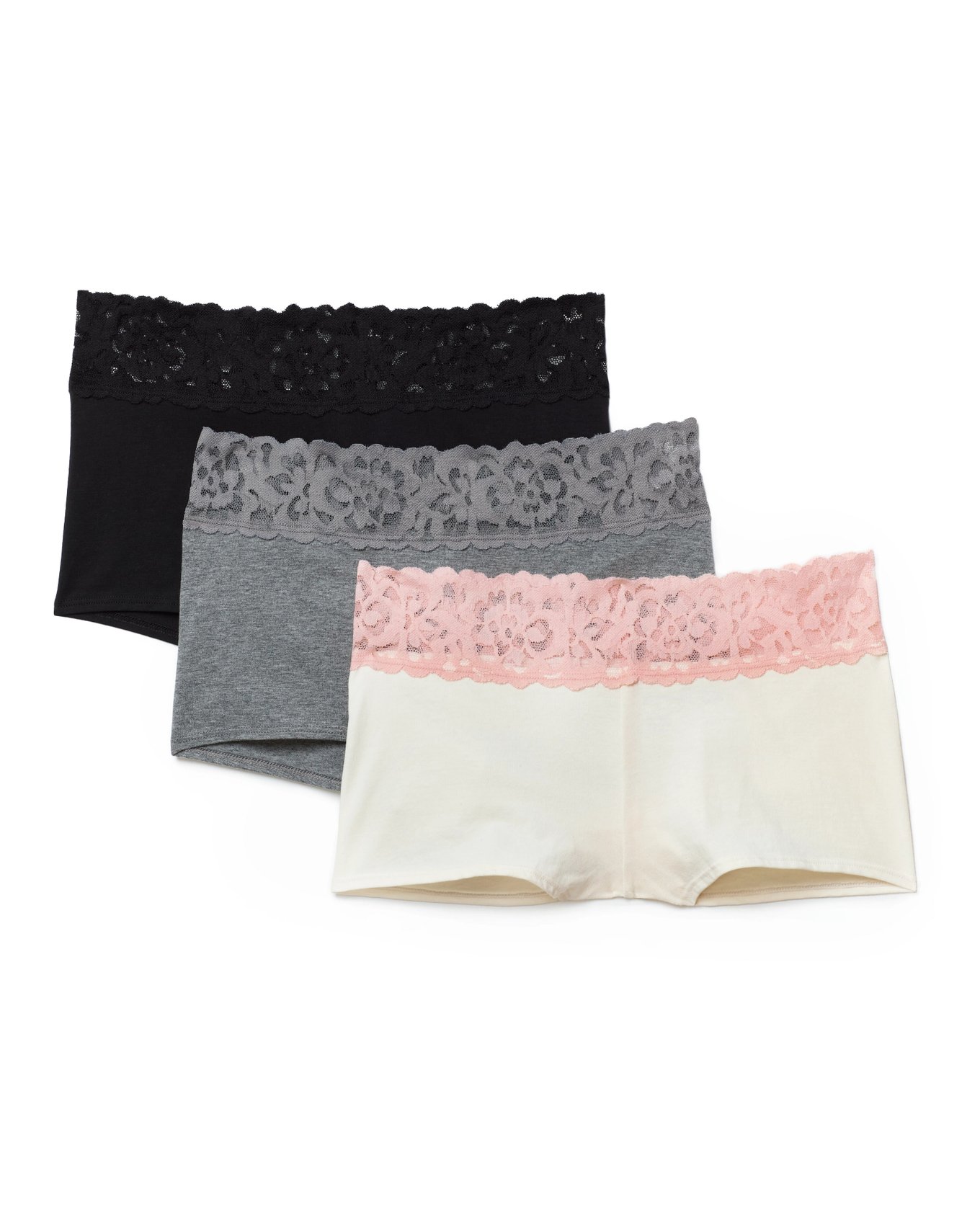 IN CARE Green & Grey Cotton Printed Boyshorts Panties - Pack Of 3