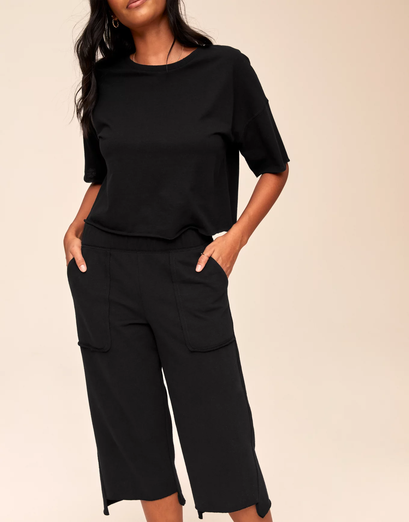 Avery Black T Shirt and Sweatpant Set, XS-L