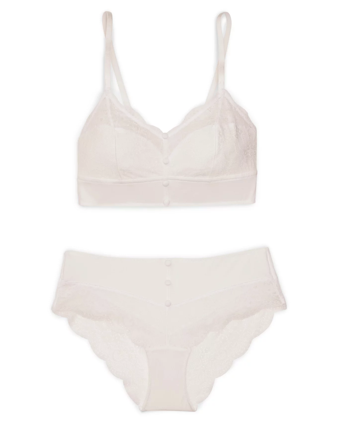 Bamboo Basic Bralette & Thong/Briefs Set - White – Lounge Underwear