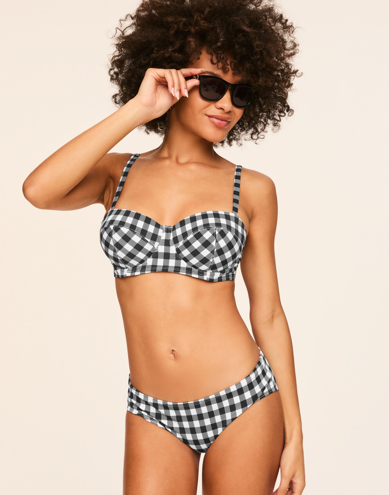 Taking Shape Wirefree Cotton Support Bra In Gingham