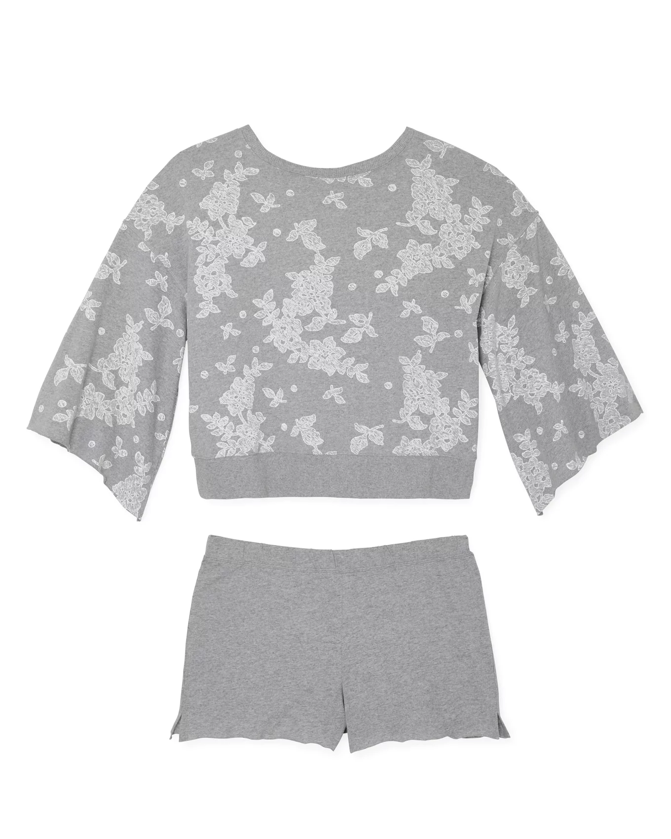 Bailey Gray Plus Sweatshirt and Short Set, XL-2X