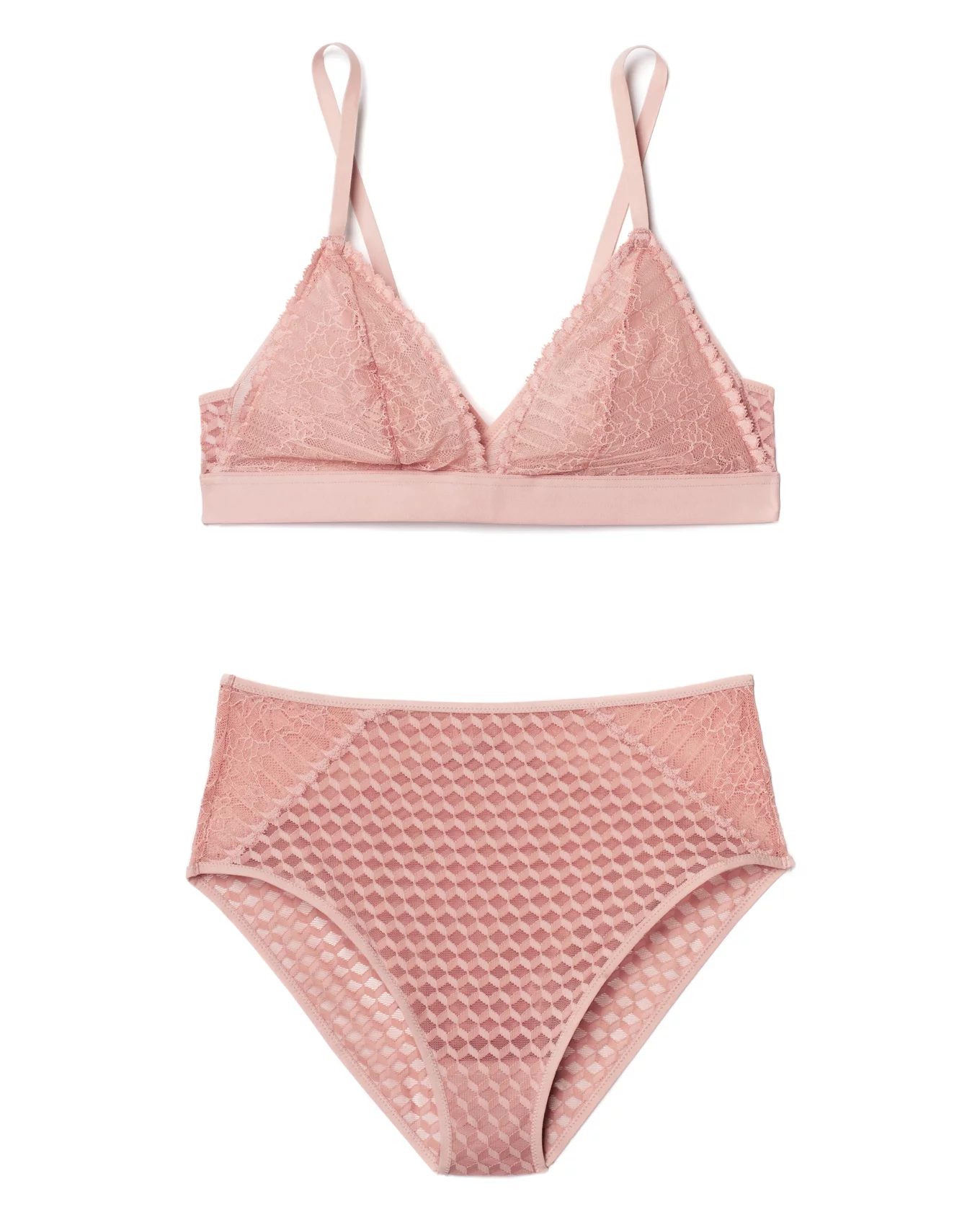 GUCCI Set: Triangle bra and panties with gift box in nude