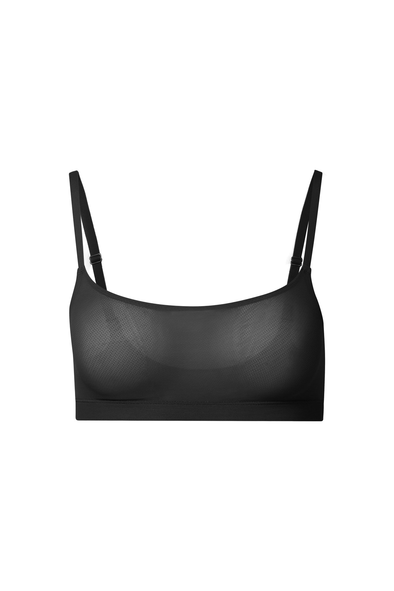 Olympia Black Plus Mesh Scoop Neck Shelf Bra, 0X | Adore Me