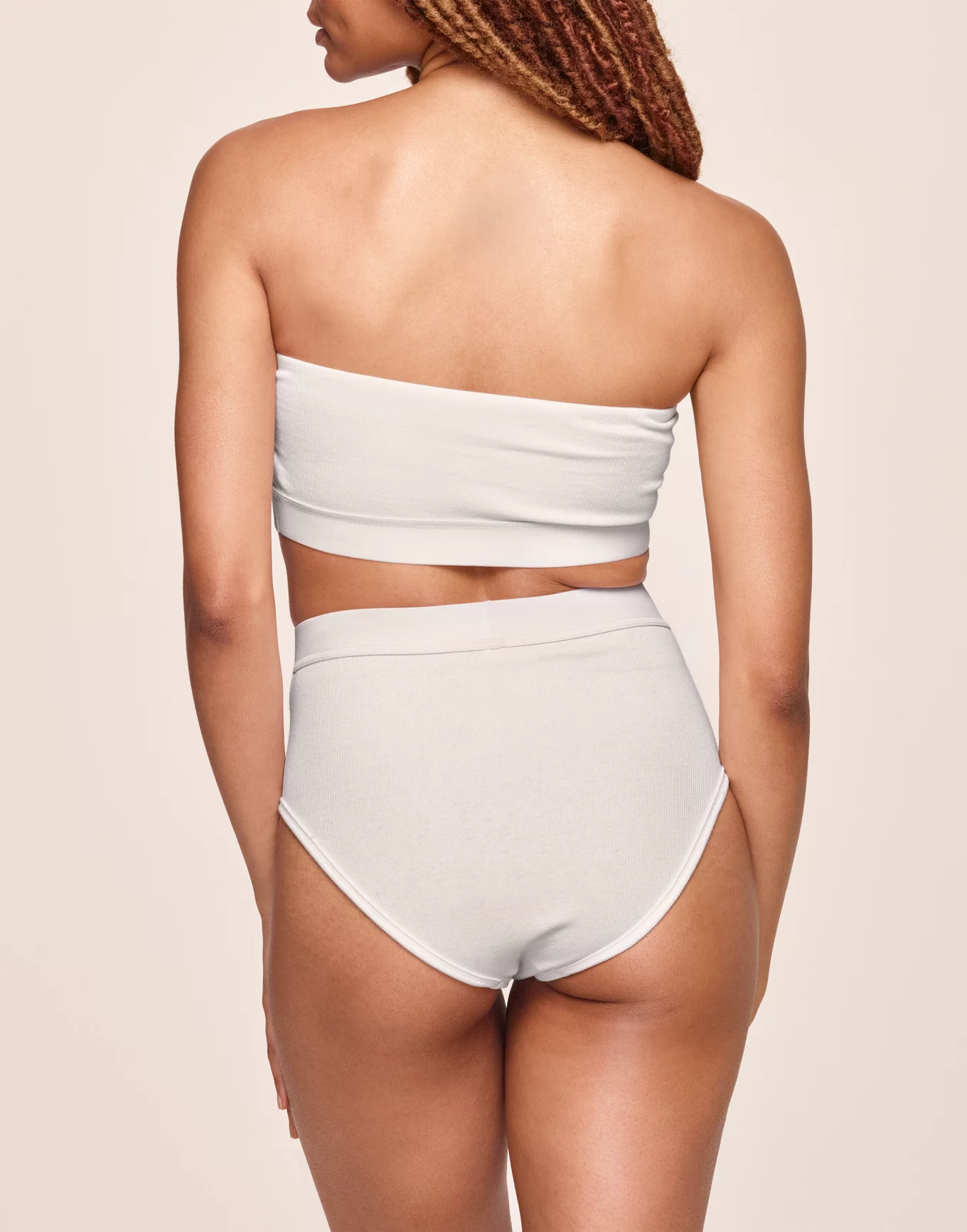 High Waisted White Ribbed Cheeky Cotton Panty