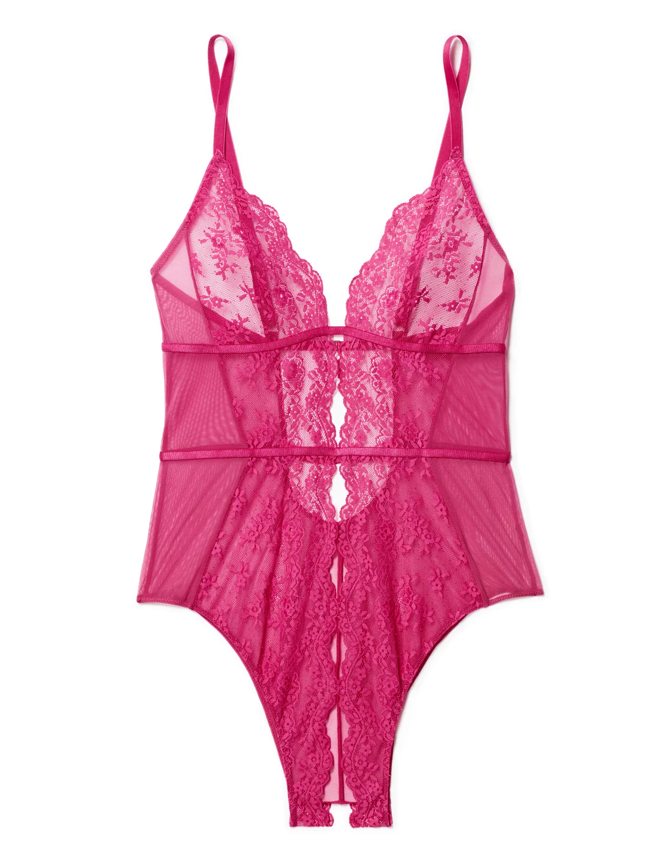 Rosie Dark Pink Plus Crotchless Bodysuit, XL-4X