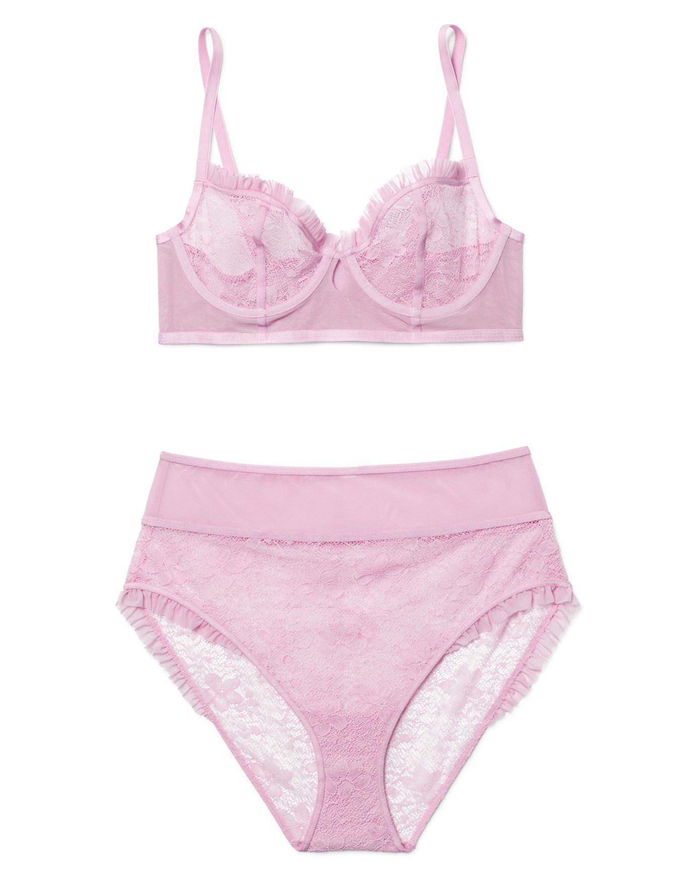 Adore Maddie Strap Bralette W-nipple Rings & Open Panty Pink O-s main image 1