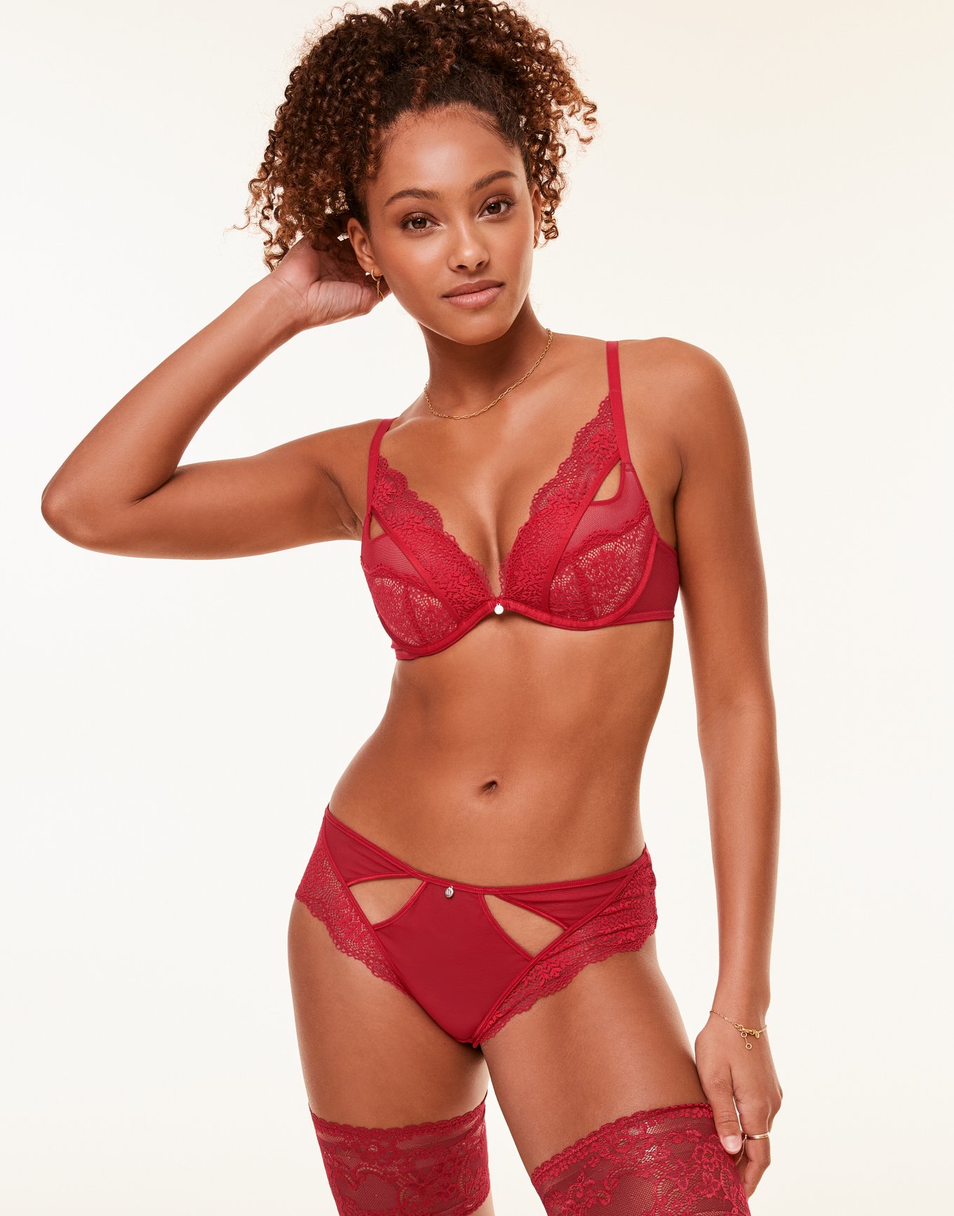 Sylvia Dark Red Push Up Plunge, 32D34D Adore Me