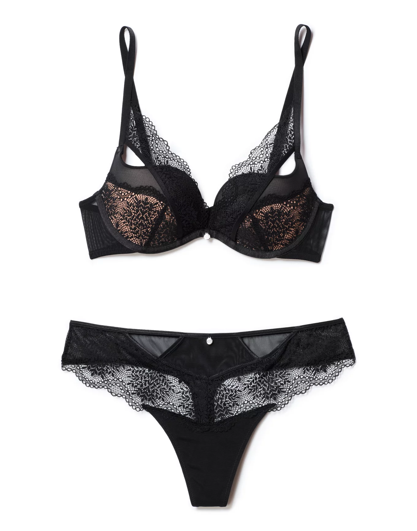 Classy Lace Lingerie Set With Bra and Panty one Push-up Bra Half
