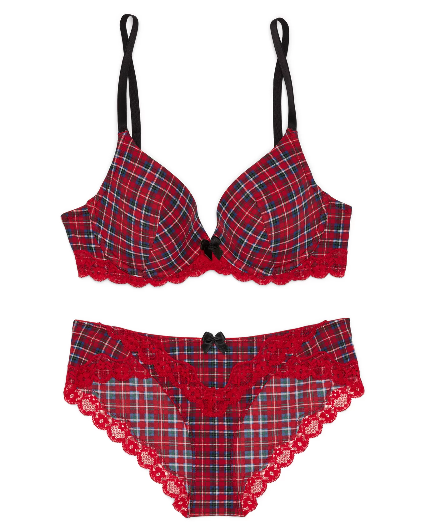 Sexy Bra Red and black plaid Set Lace Red Black Ladies Underwear Sets  Lingerie^