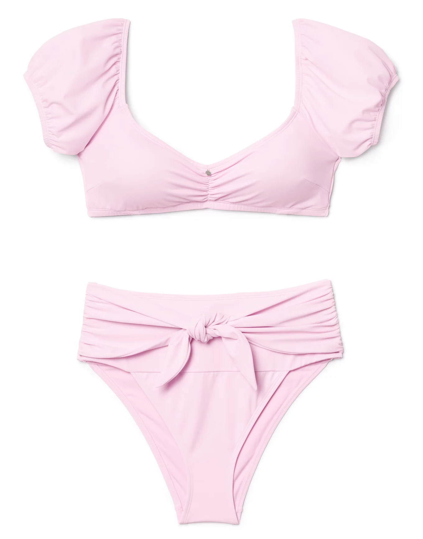  Women Light Pink High Waisted Bikini Set Two Piece