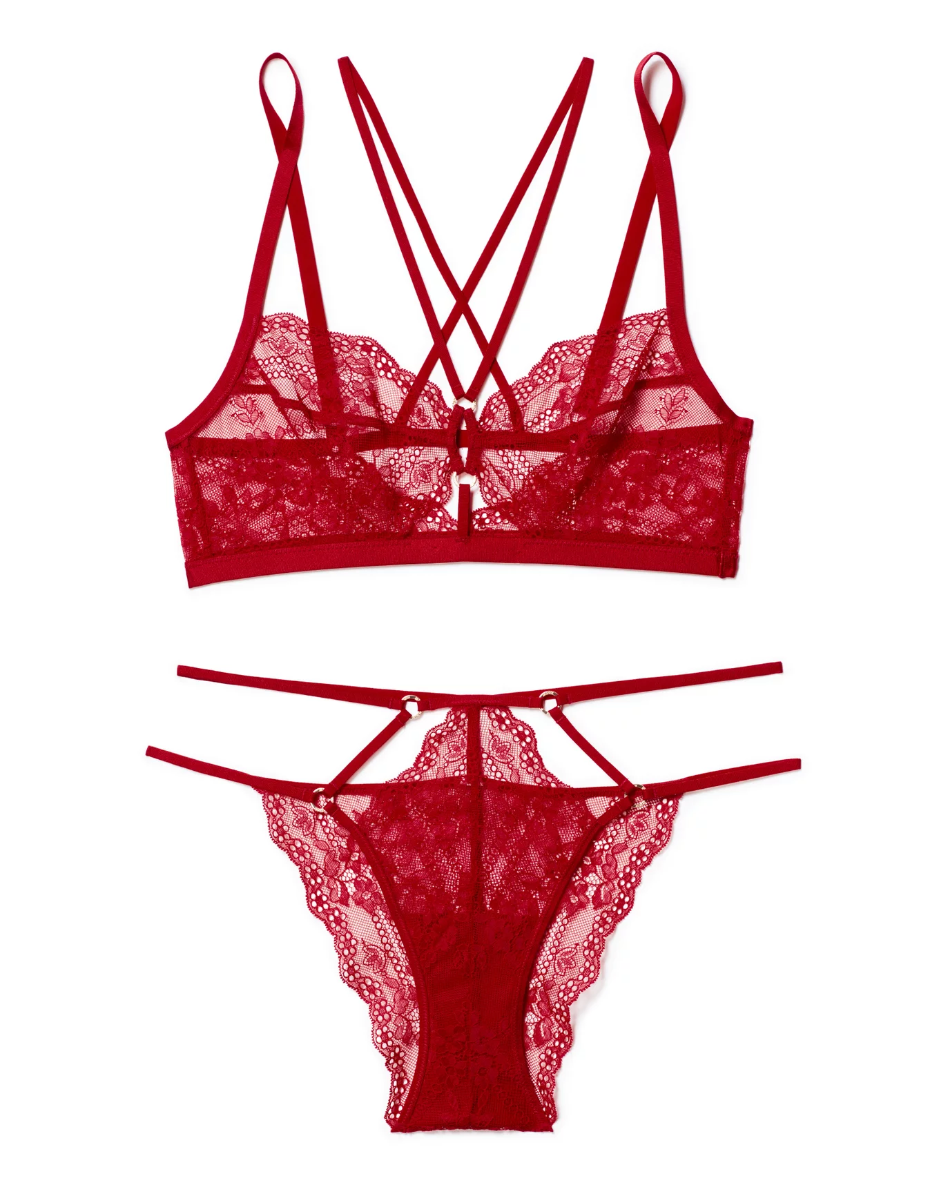 Red Cotton Lingerie Set, Basic Underwear Set for Woman Wireless Bra Thong  Panty Set 