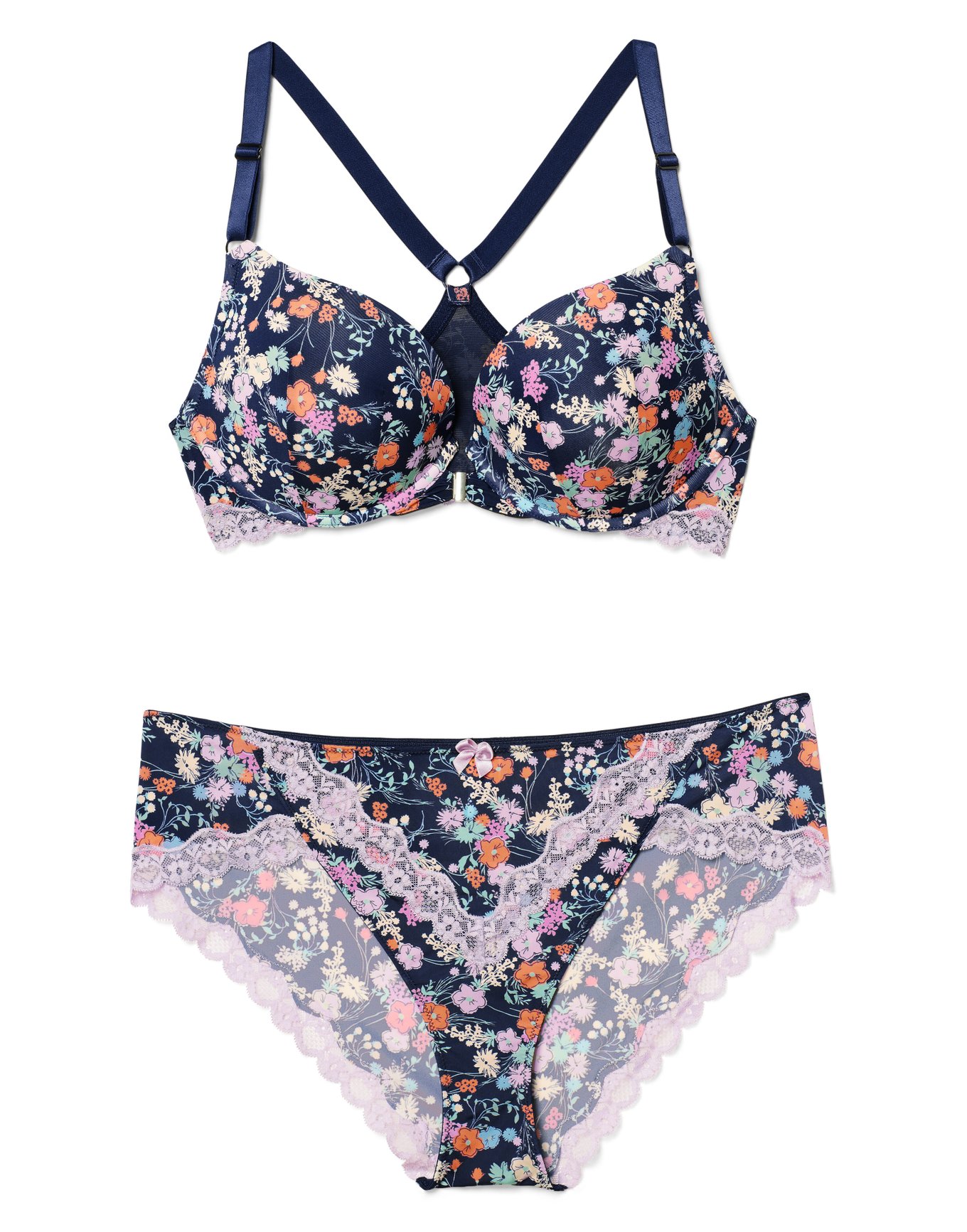 Alexis Floral Blue Plus Contour Plunge, 40DD | Adore Me