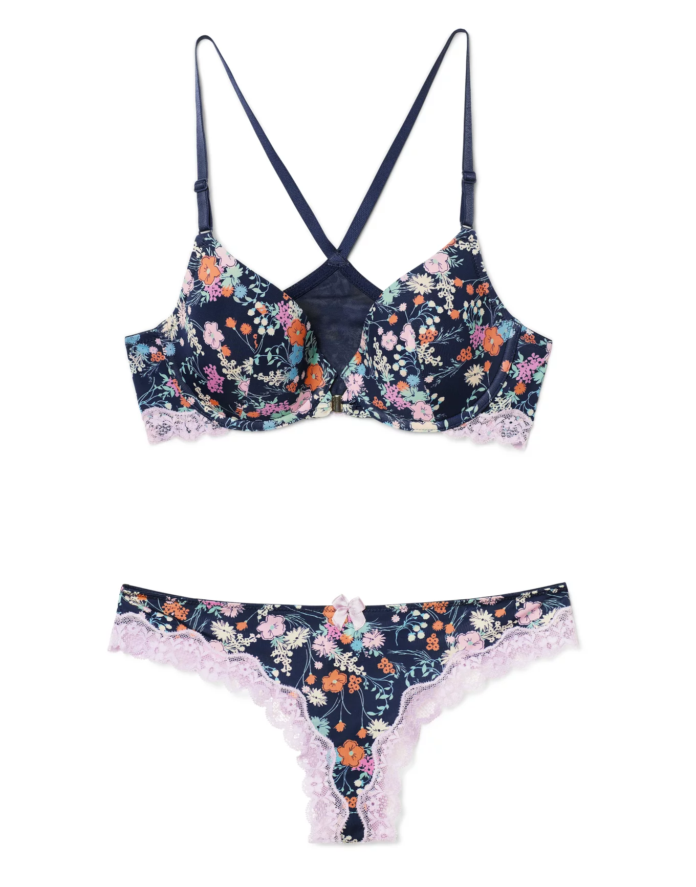AND/OR Kiki Floral Non Padded Underwired Bra in Blue/Multi