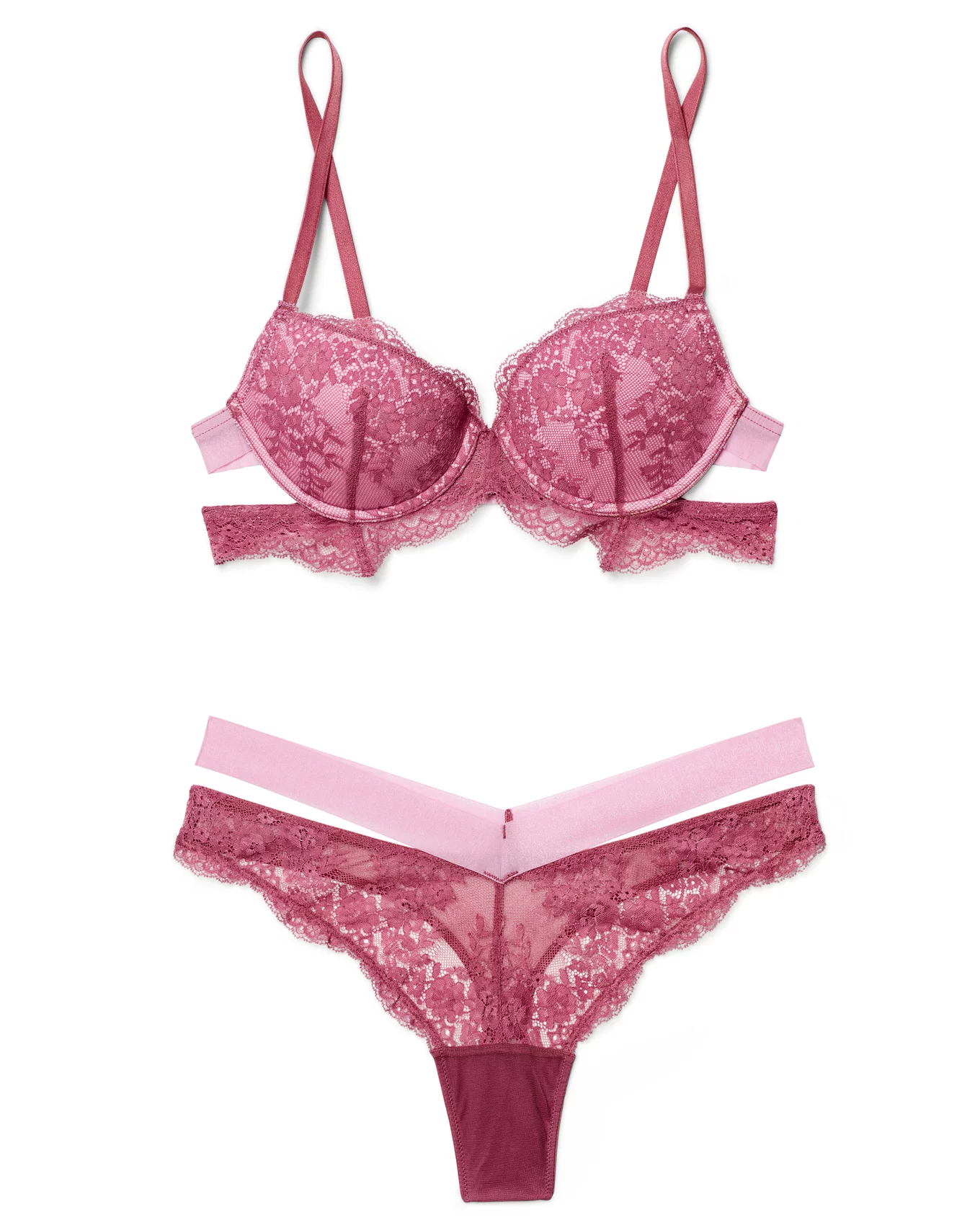 Luxury Lace Push-Up Bra in Lilac Rose