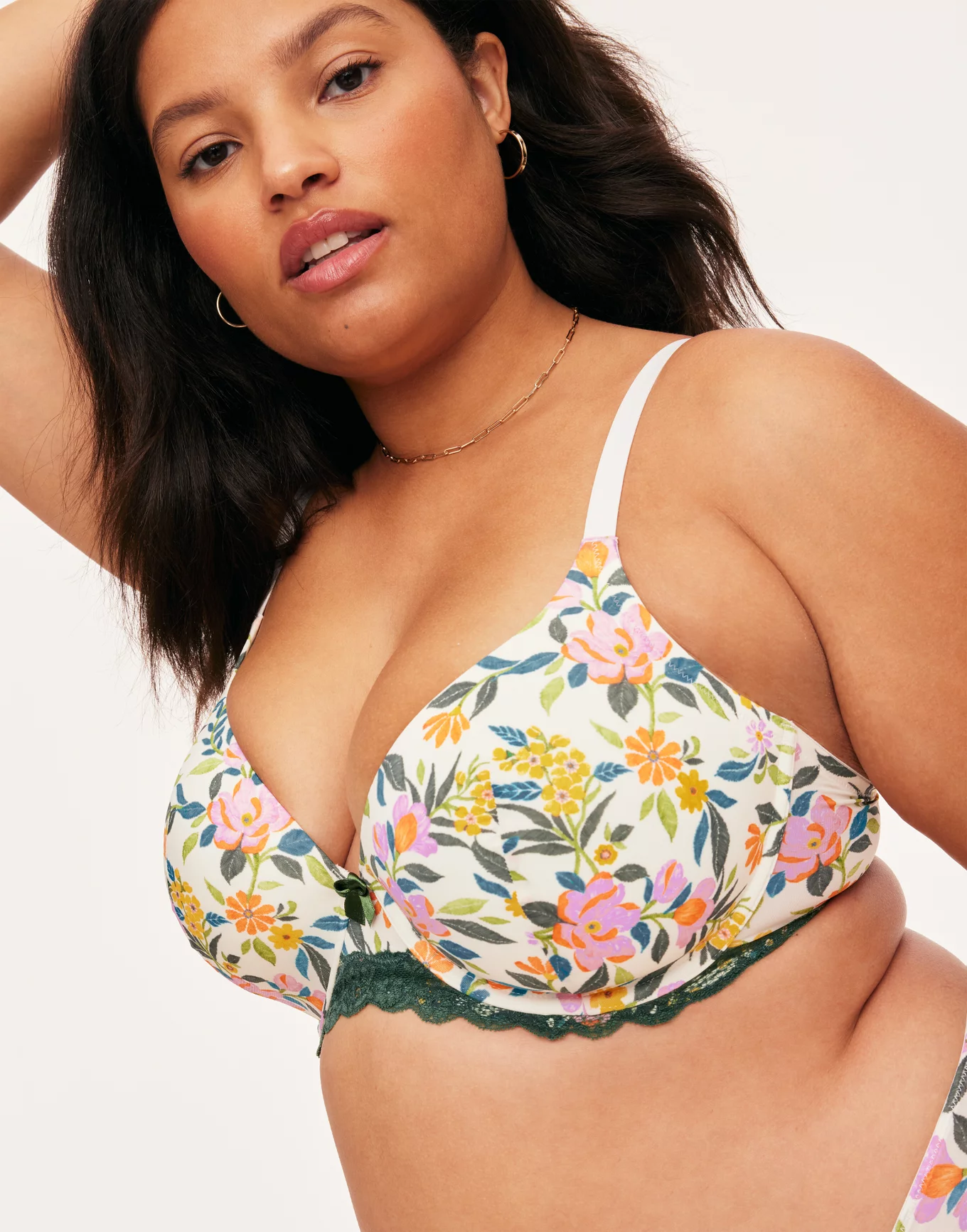 Floral Trim Wireless Cotton Bra with Lightly-Lined Cups – Mary