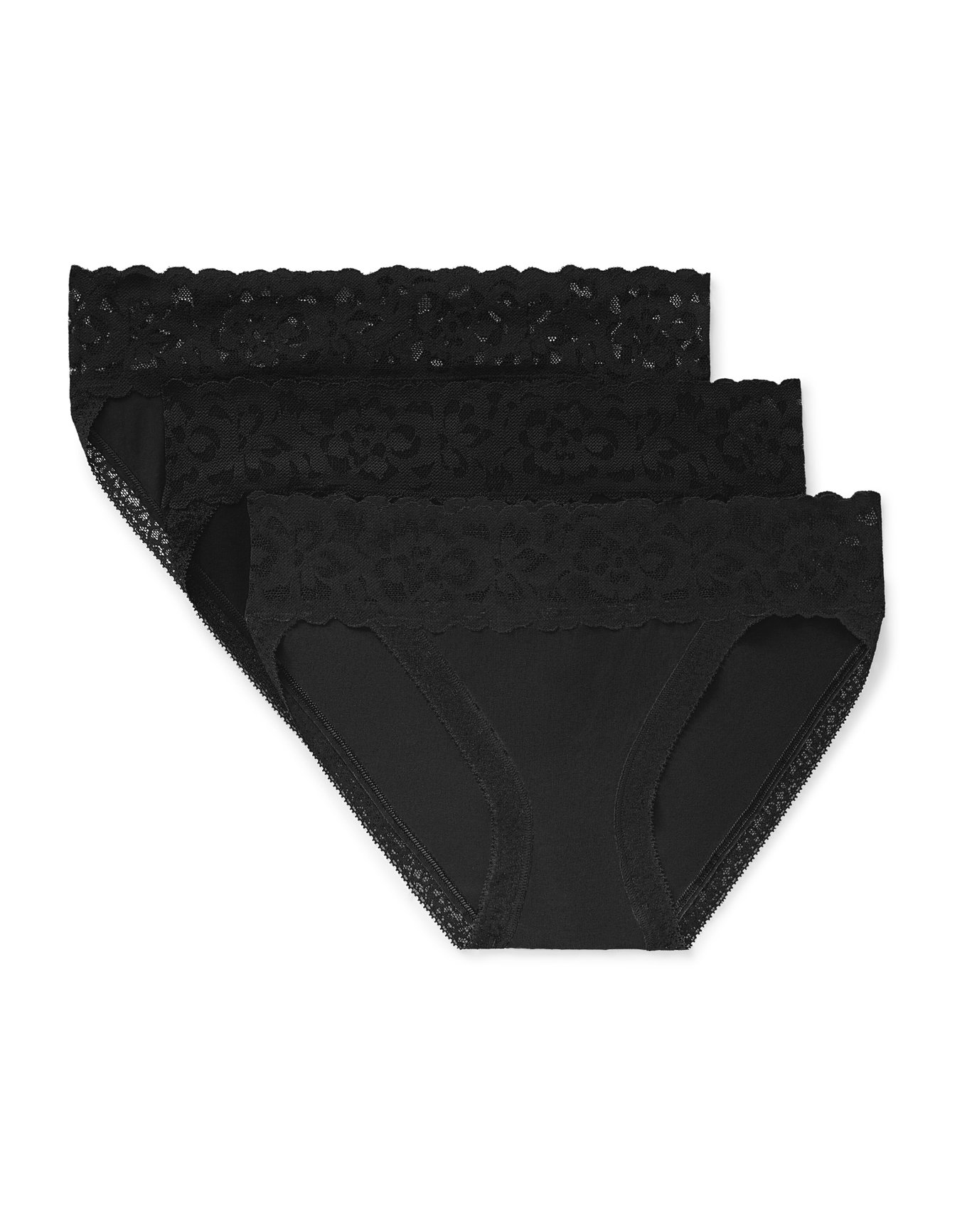 Joanie Cotton Pack Bikini Black 2 Bikini Panties (Pack of 3), XS-L