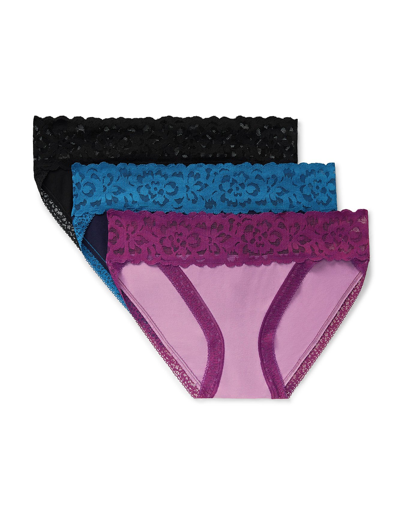 Joanie Cotton Pack Bikini Black Plus Bikini Panties (Pack of 3