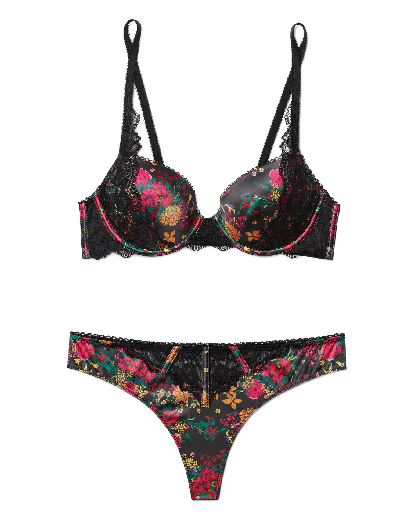 Bras & Panties :: Luxury 1/2 Cup Push Up Floral Embroidery Lace
