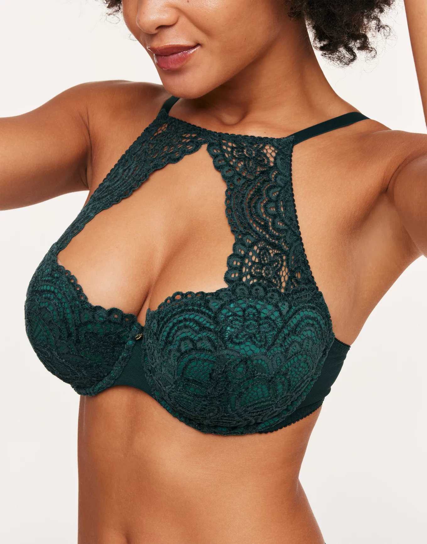 Buy Coface Women's Sexy Embroidered Push Up Bra,Green,34 / 75 E