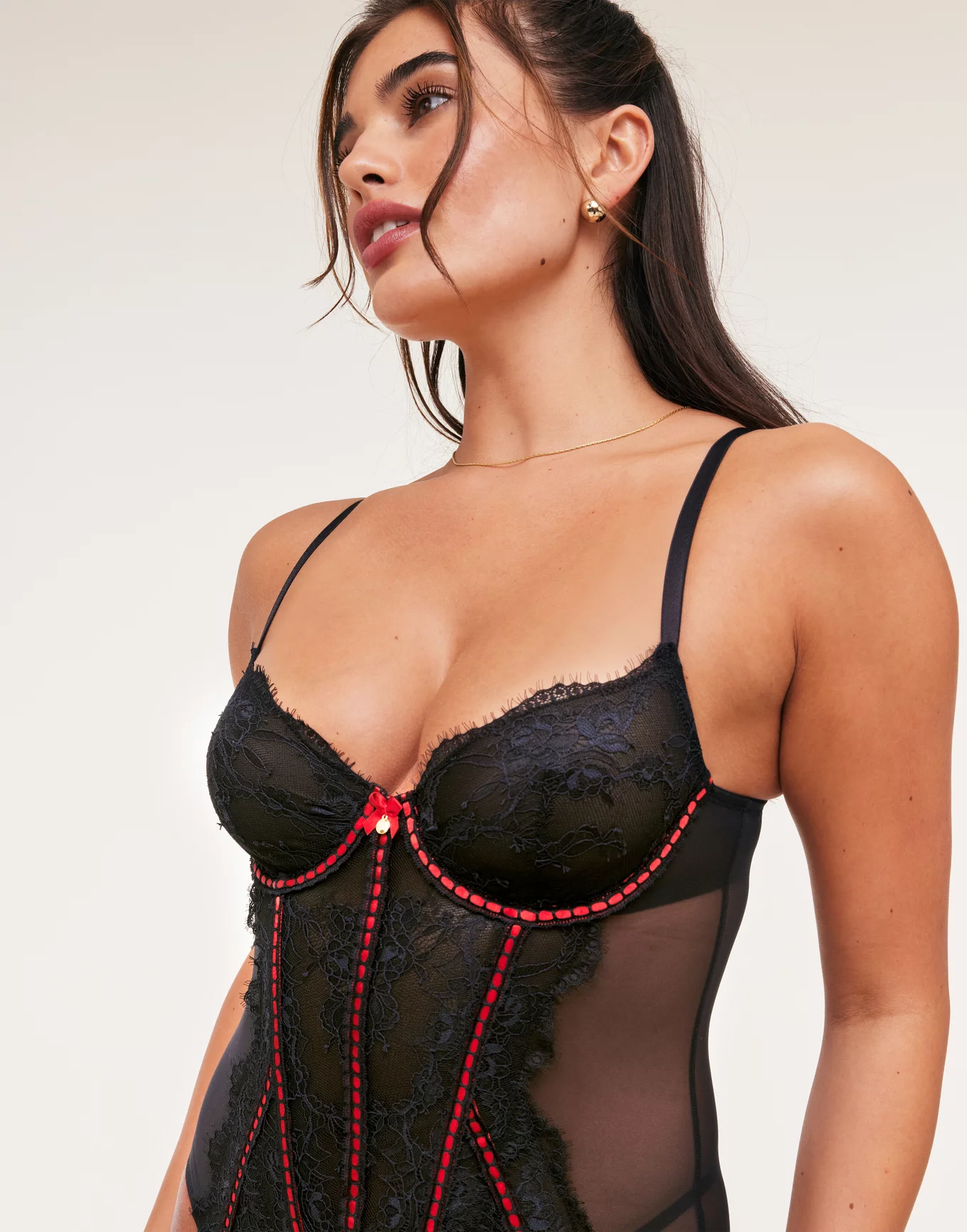 Sherry Black Bustier with g-string panty, 32A-38B