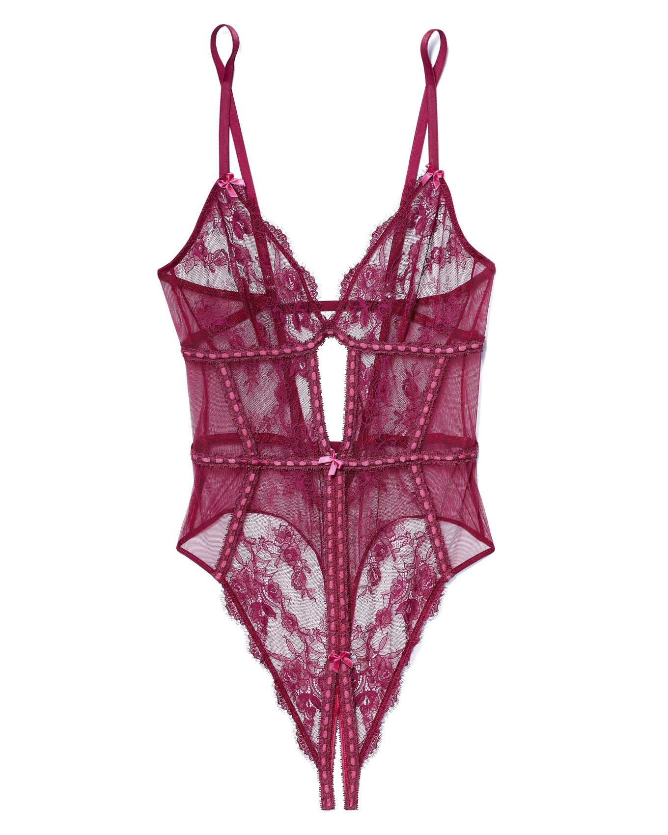 Laylia Dark Red Crotchless Bodysuit, XS-S | Adore Me