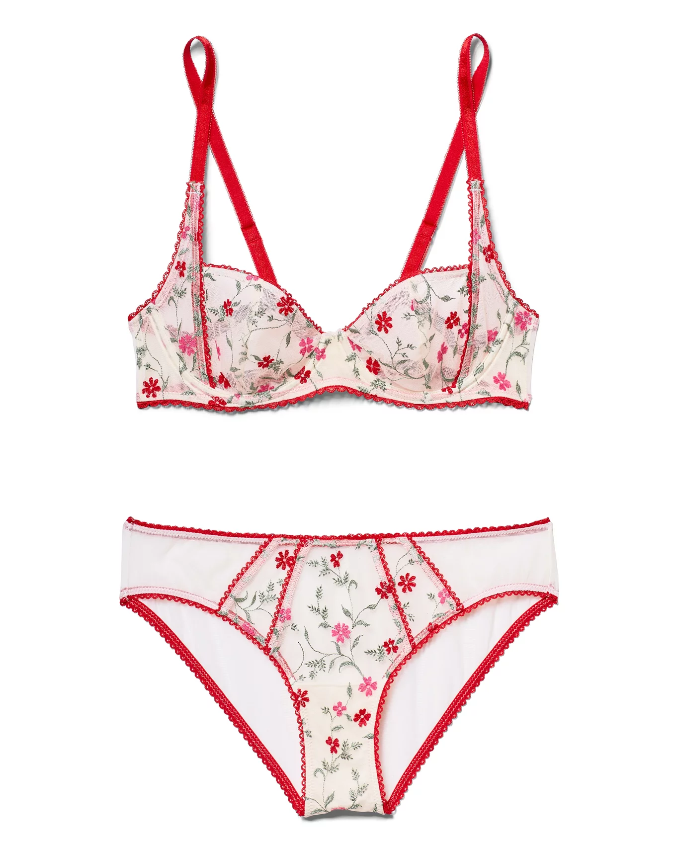 Rosa Floral Red 3 Unlined Balconette, 32A-38DD