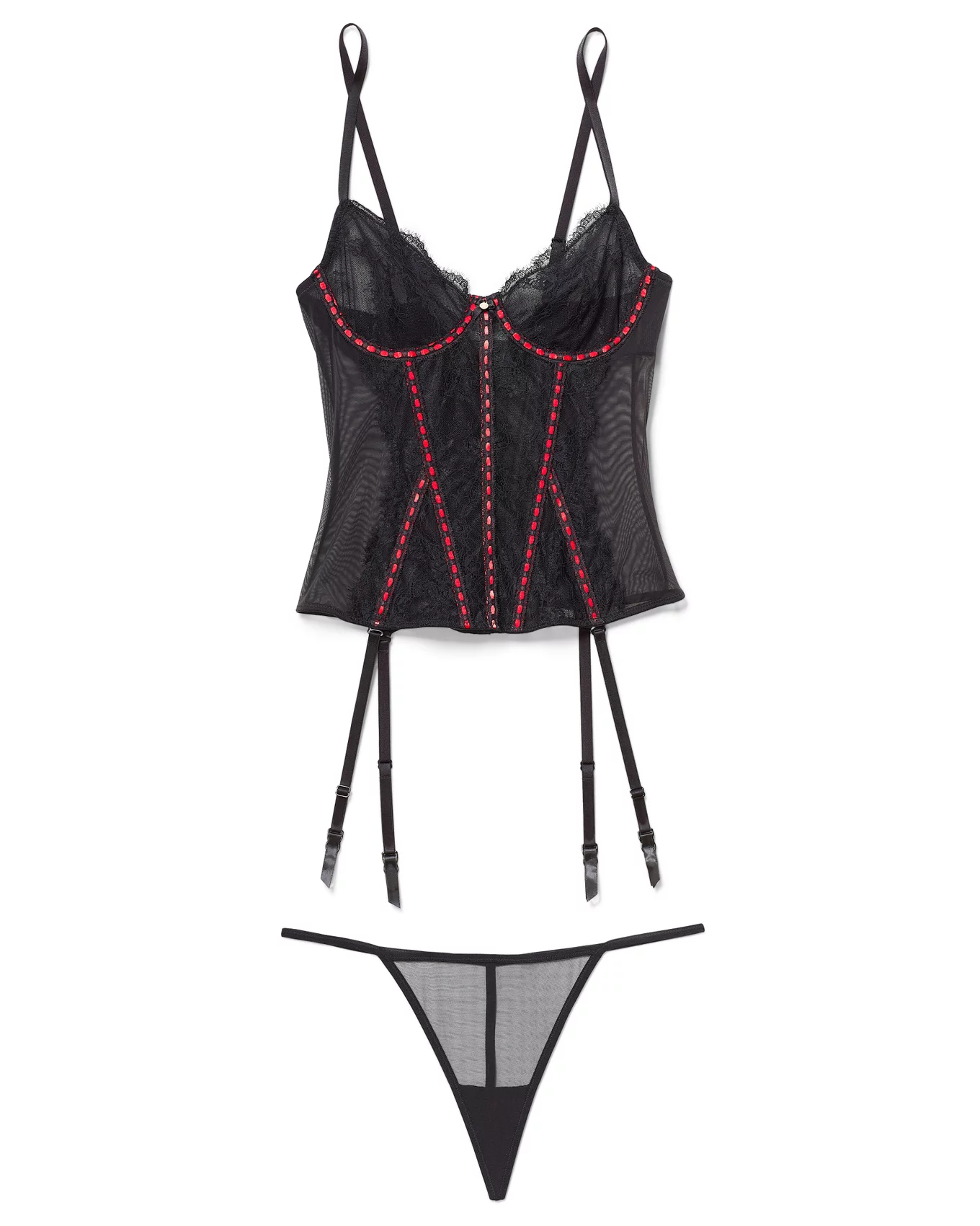 Sherry Black Plus Bustier set with g-string, 38DD-46DDD